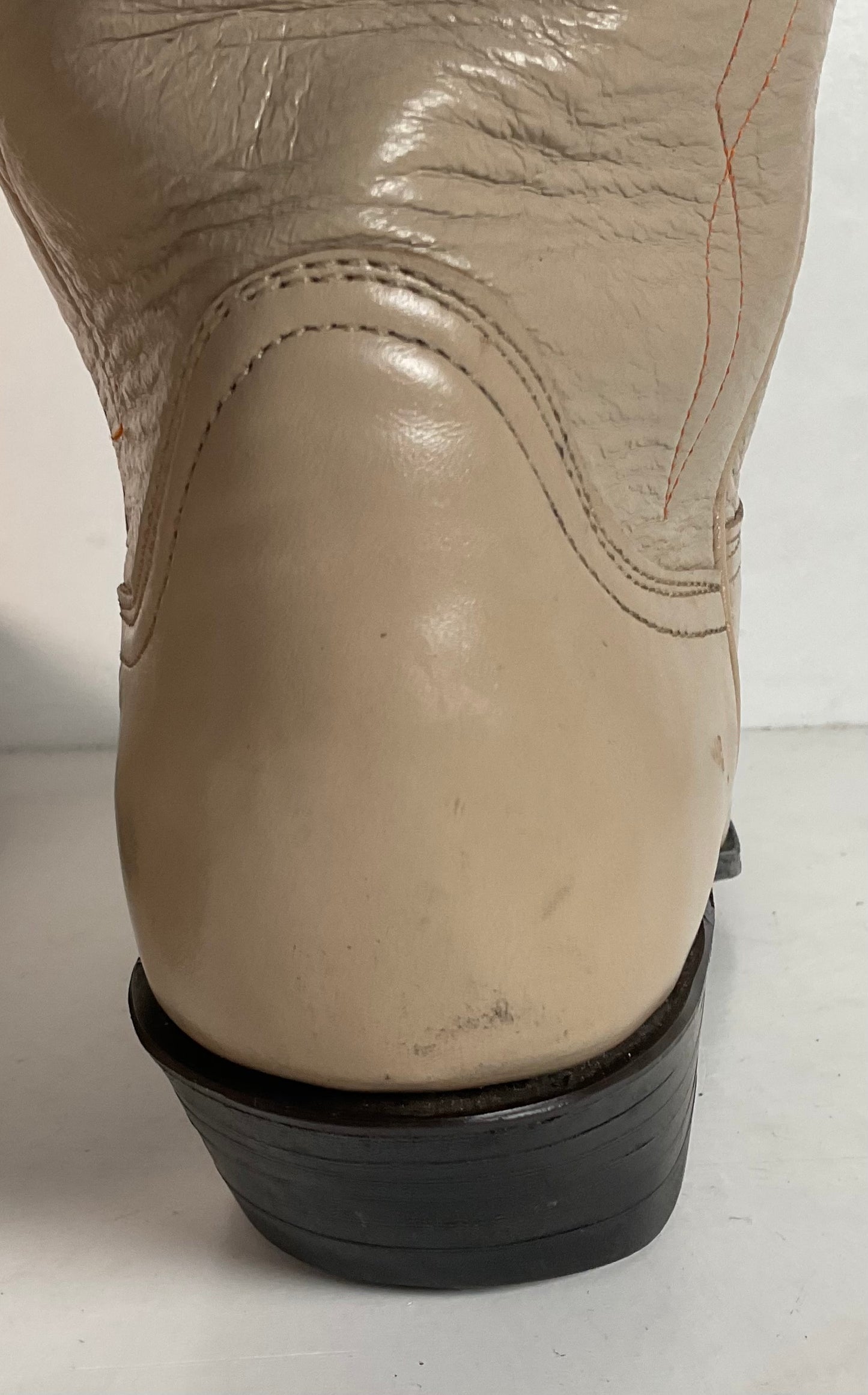 Vintage Tony Lama Lizard Wingtip Cowgirl Boots 5.5 A Creme Leather