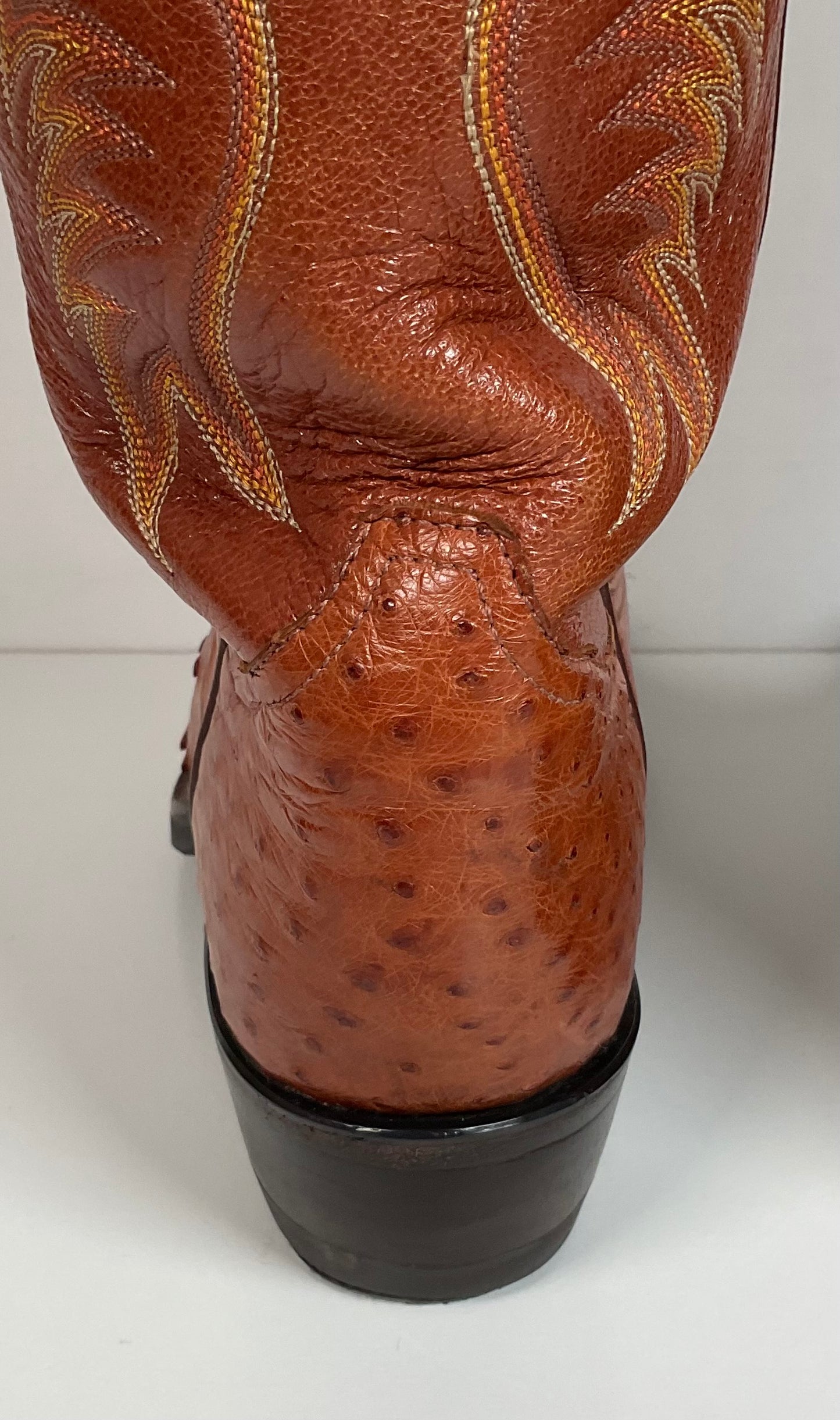 Tony Lama Exotic Full Quill Ostrich Cowboy Boots 8 EE Vibram Work Sole White Label