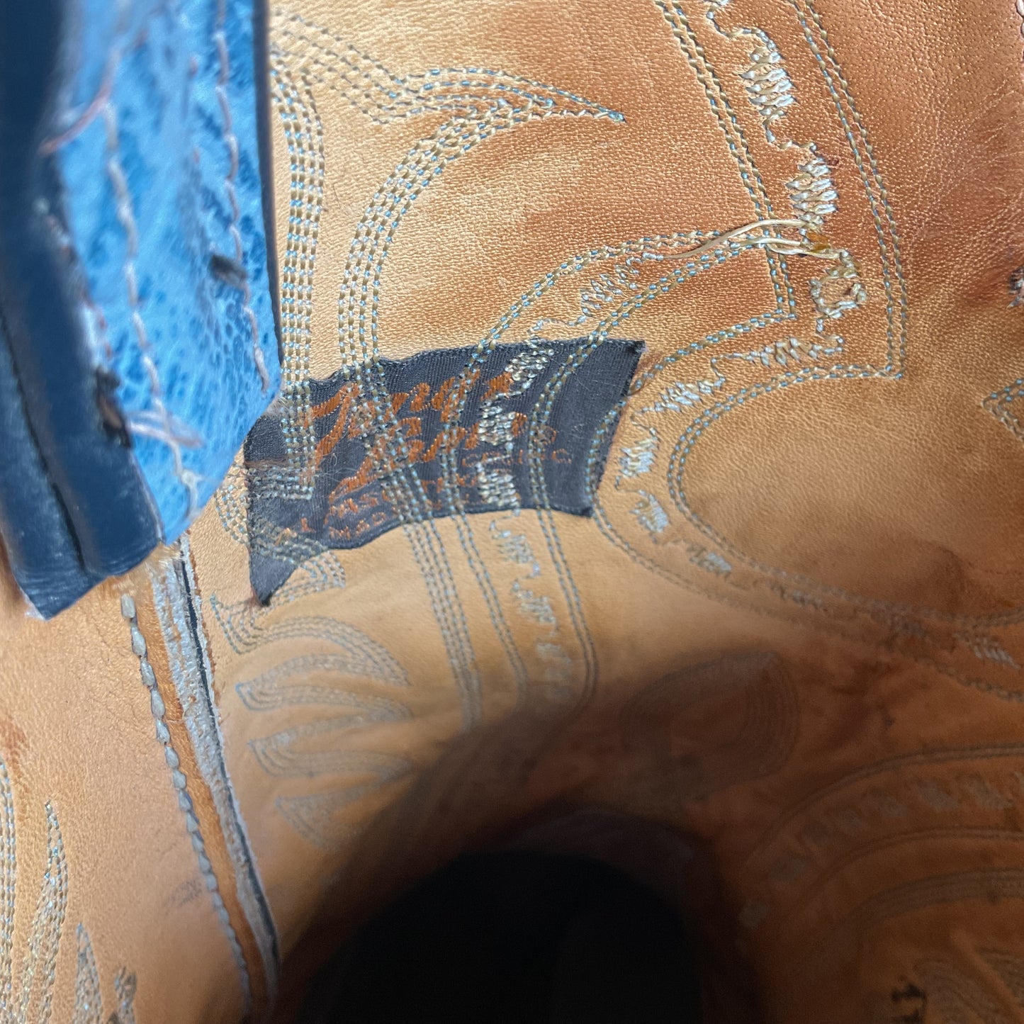 Vintage Tony Lama Blue Antelope Cowboy Boots 10.5 D Exotic Gold Label