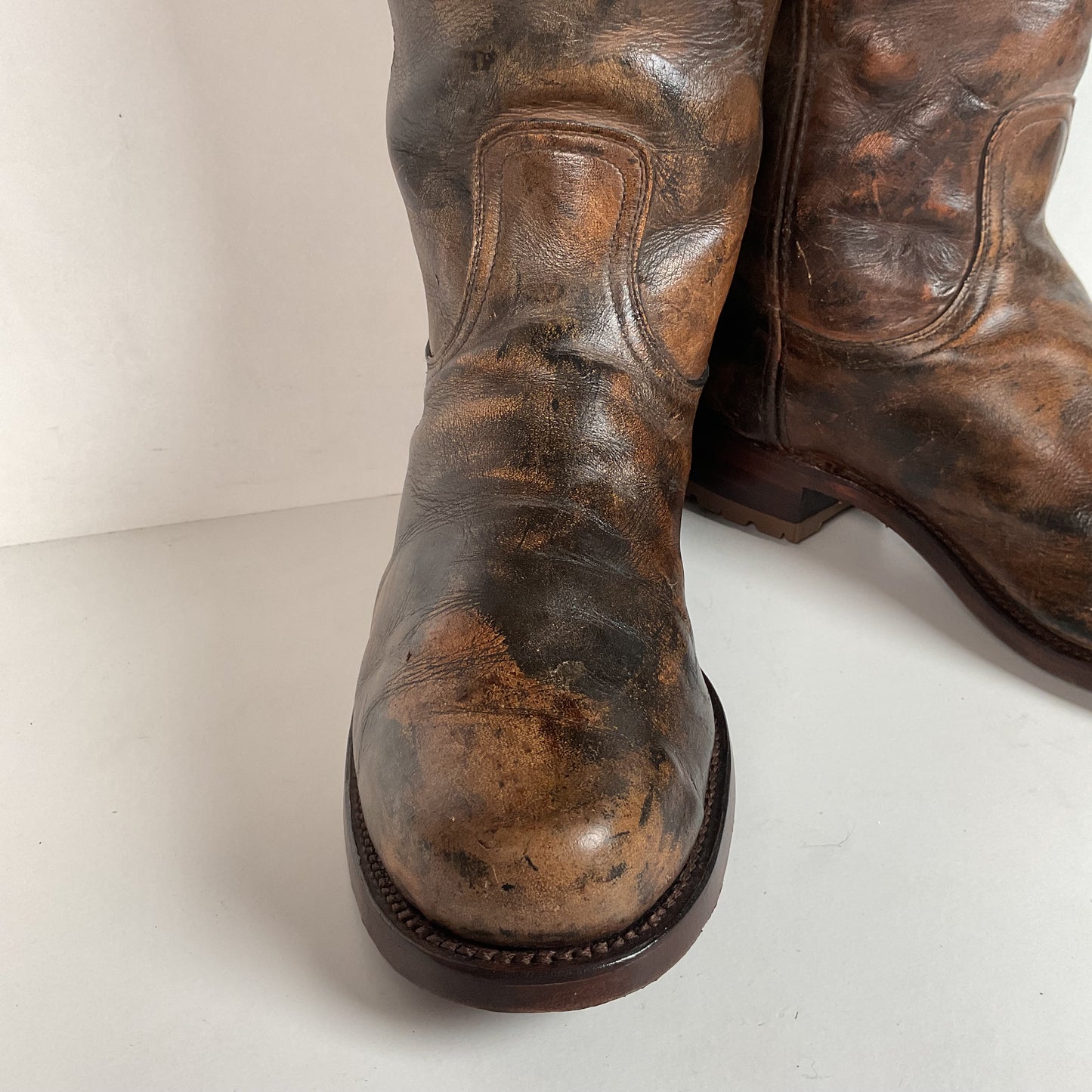 Vintage Frye Men’s 17” Campus Boots 9.5 EE Black Label Distressed Recrafted