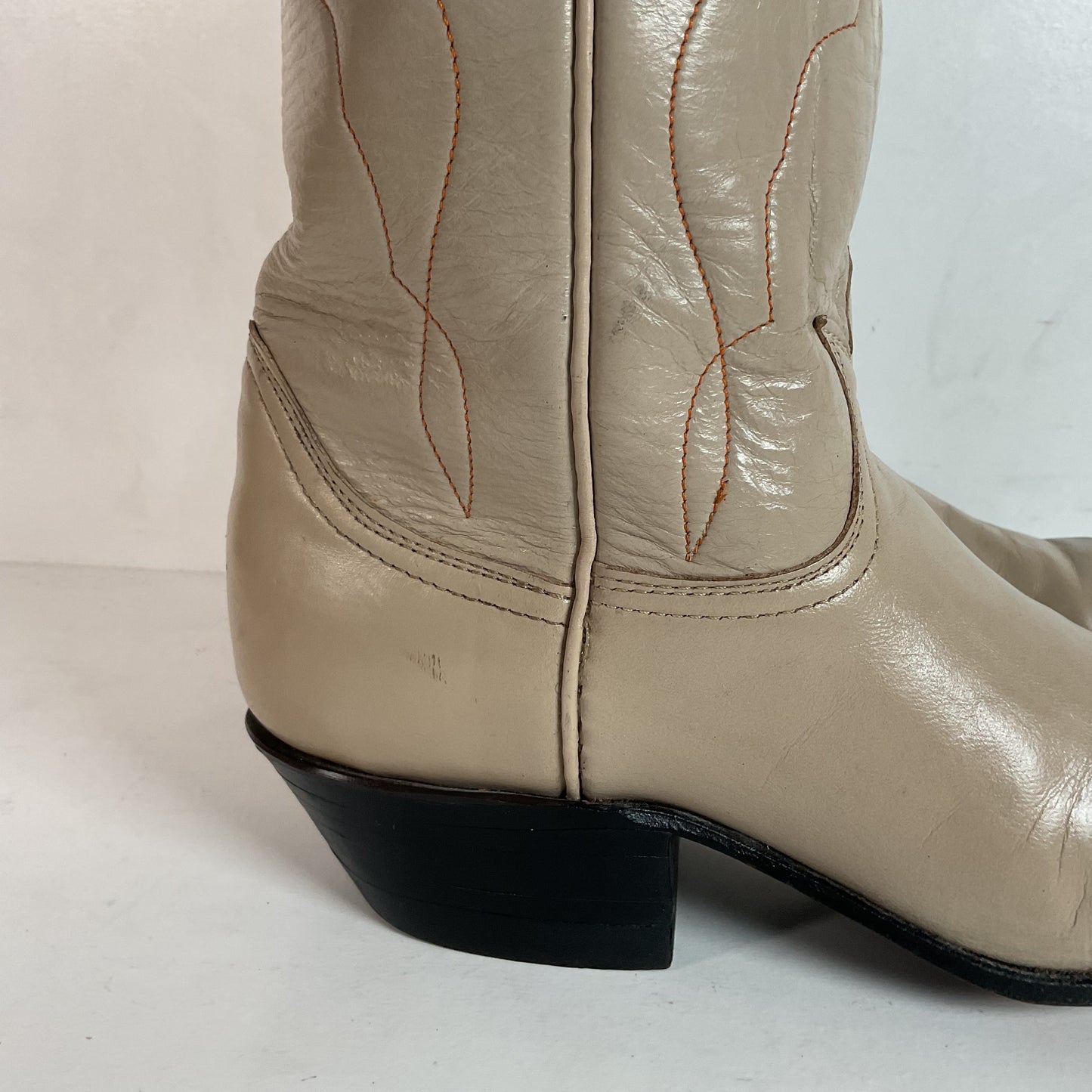 Vintage Tony Lama Lizard Wingtip Cowgirl Boots 5.5 A Creme Leather