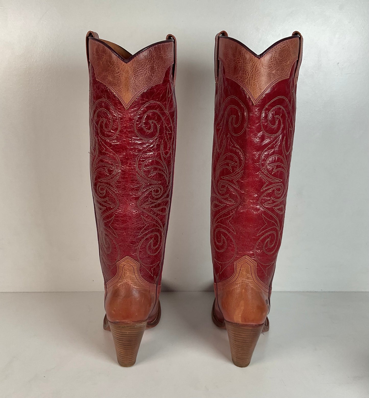 Frye Dusty Pink Mustang Boots 6 M Western Stacked Heel