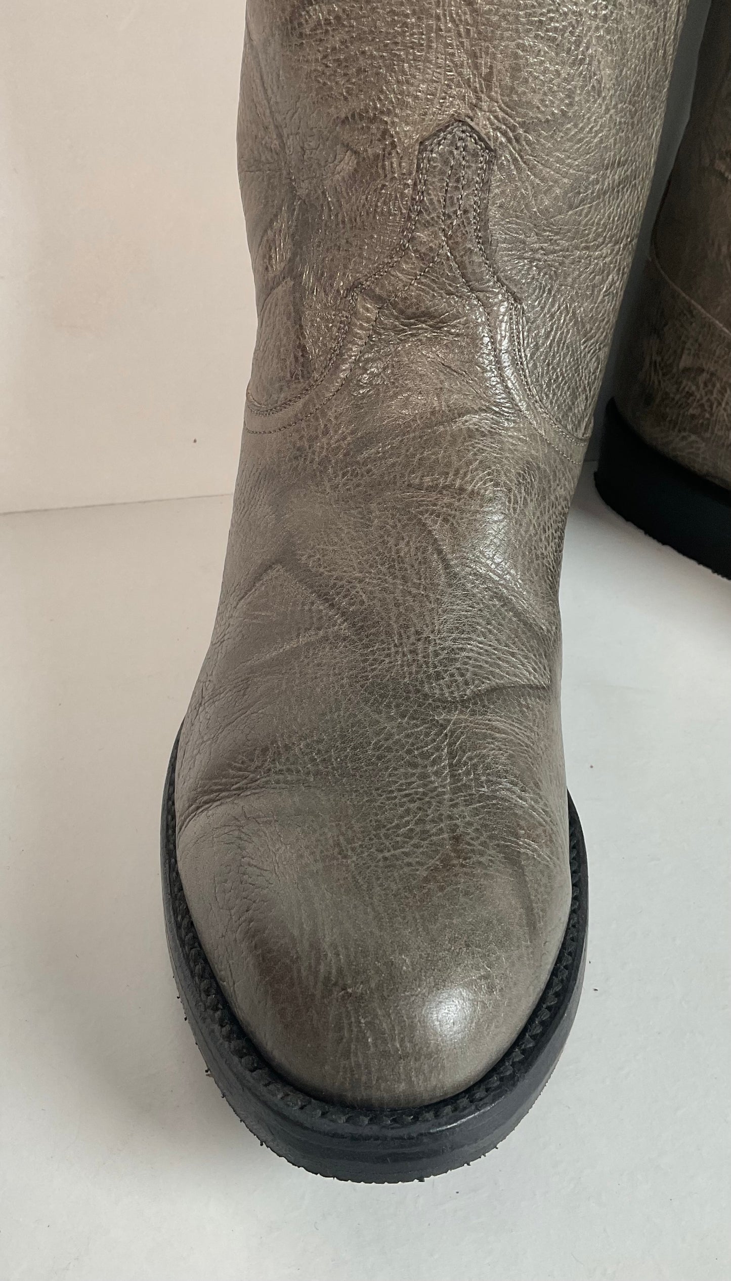 Customized Lucchese Leadville Grey Anthracite Roper Boots 8.5 D USA Mad Dog Goat