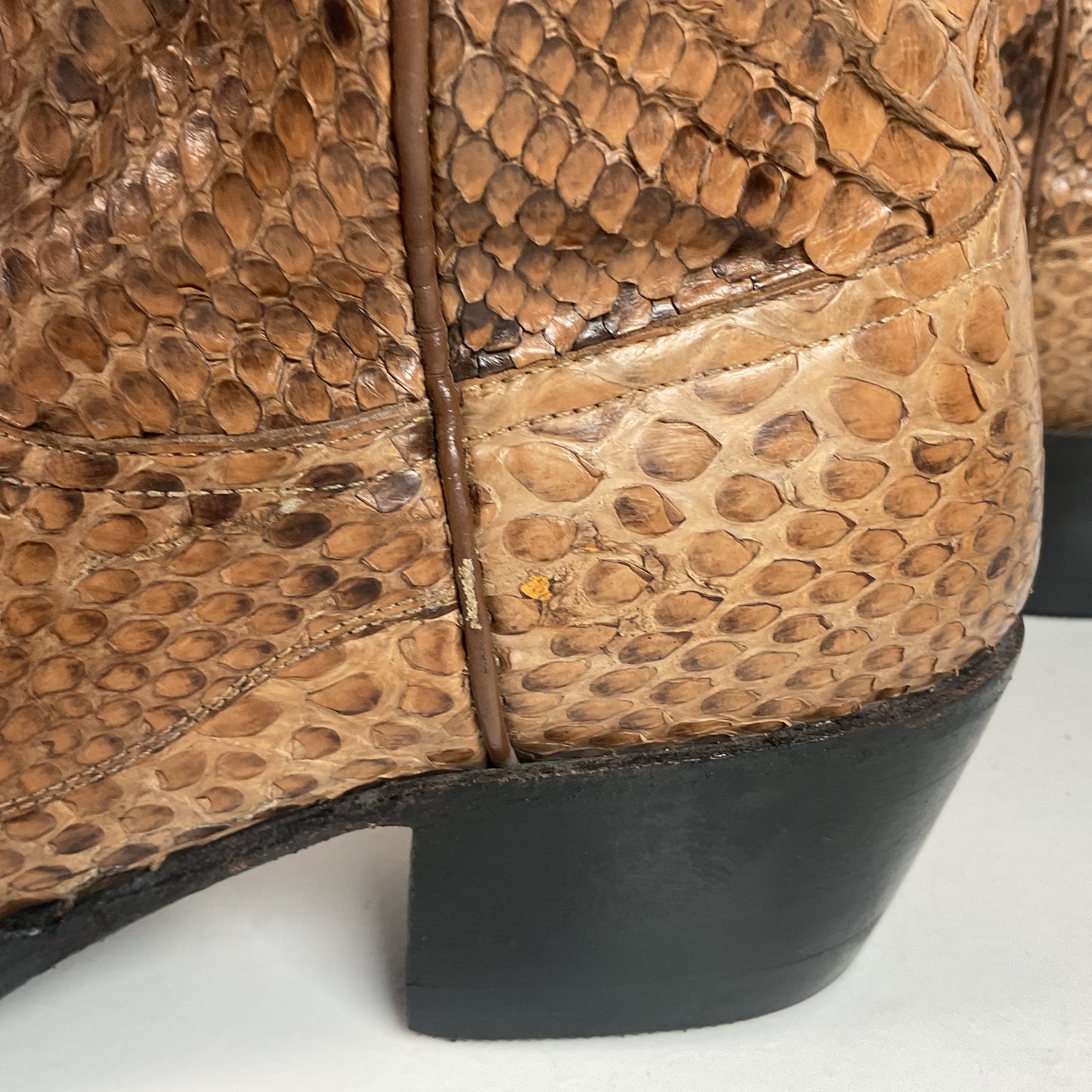 Vintage Full Python Snakeskin Cowboy Boots 8 D Back Cut Recraft