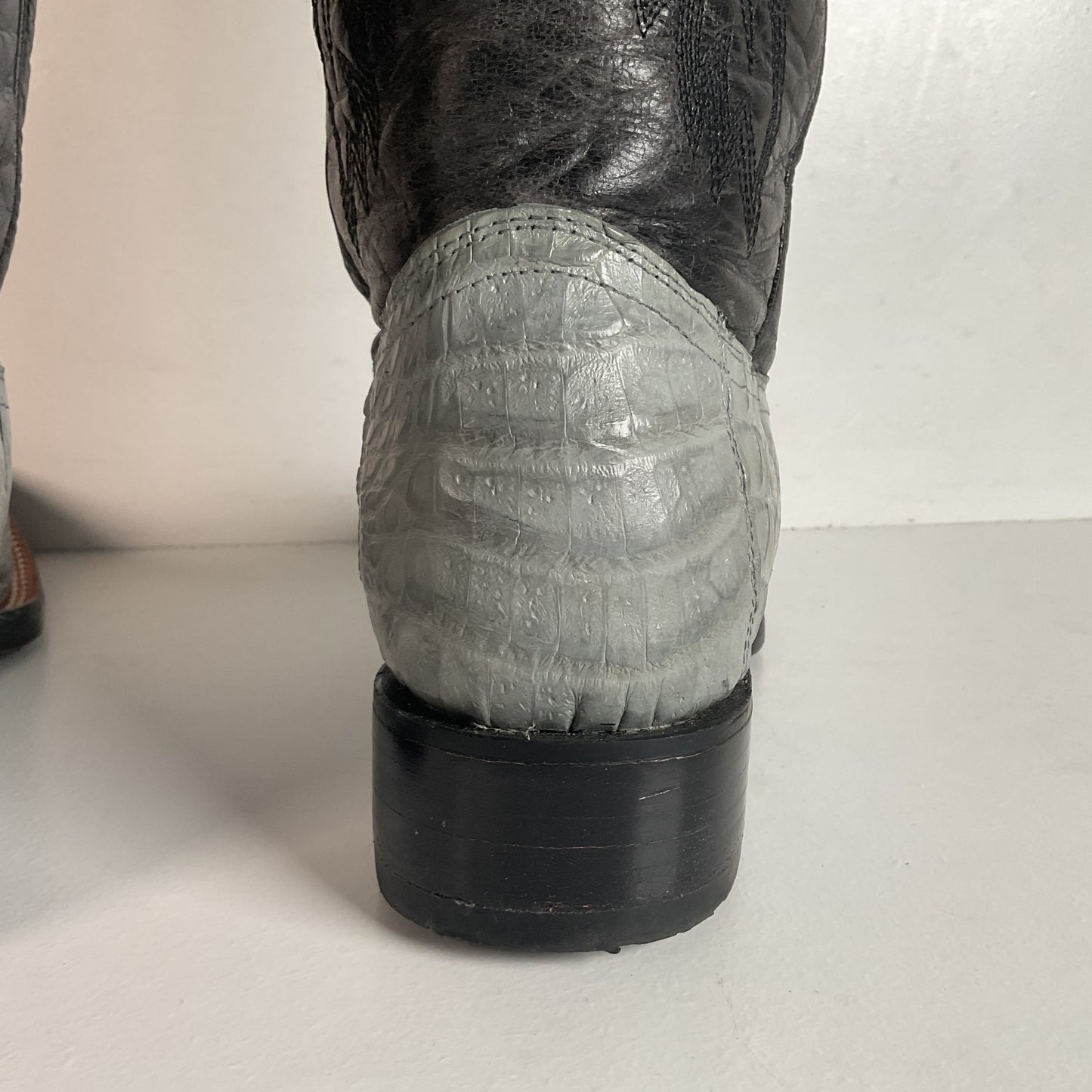 Los Altos Grey Caiman Crocodile Cowboy Boots 9 EE Exotic Belly Cut