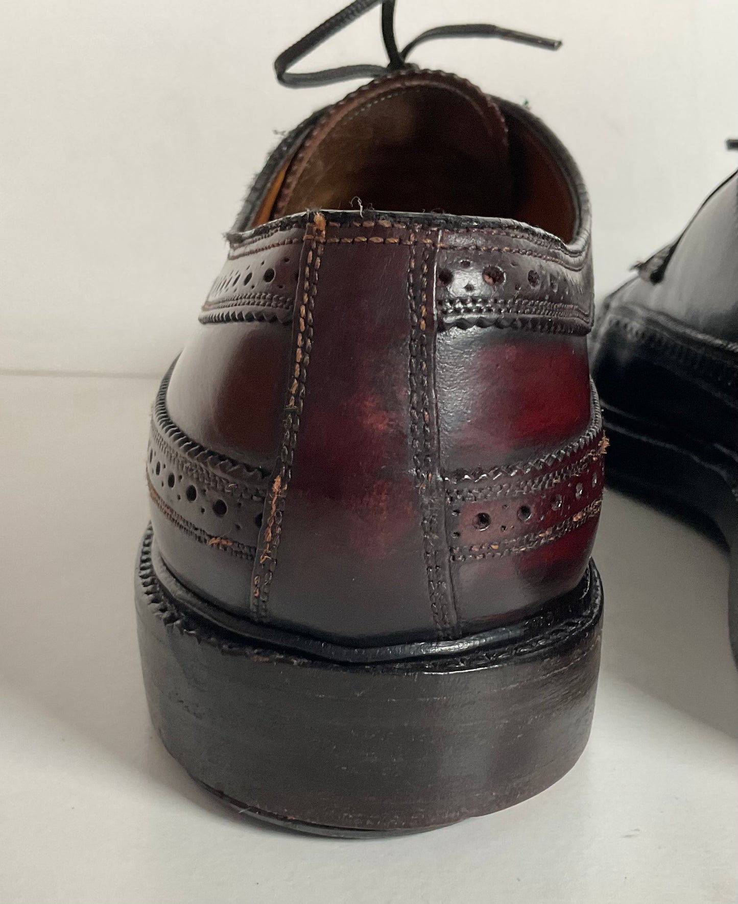 Early Florsheim Imperial Kenmoor Derby Shoes 10 C Shell Cordovan