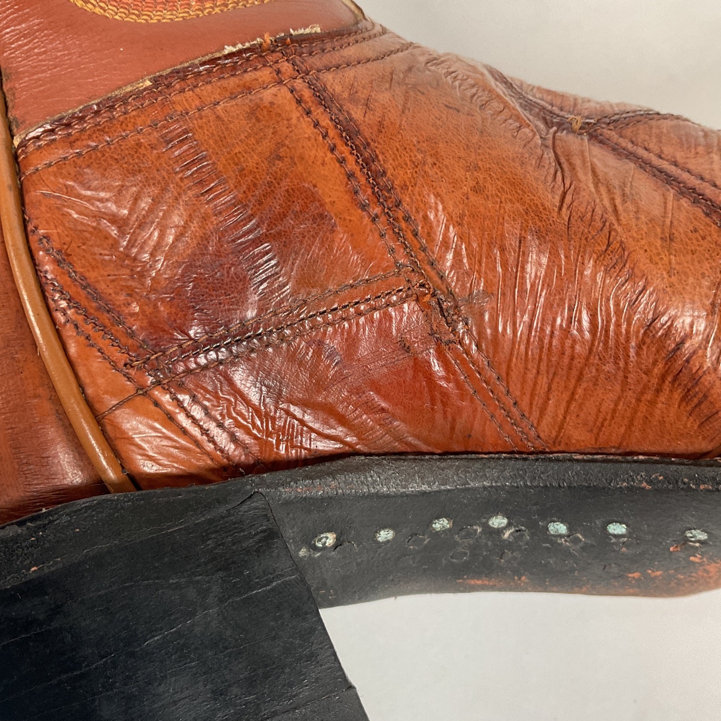 Vintage Tony Lama Eel Skin Cowboy Boots 8.5 D Gold Label Exotic
