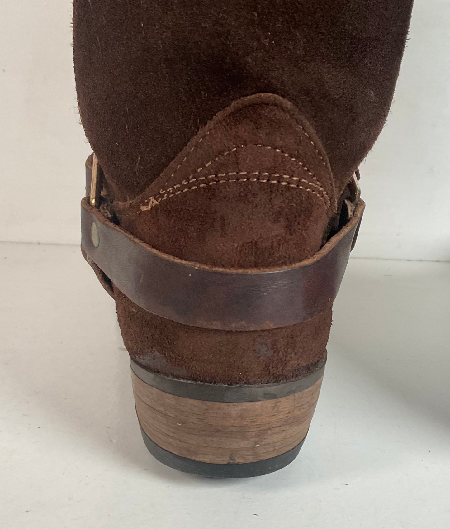 1970s Sears Chocolate Suede Harness Boots Men’s 10 B (Narrow) USA Made