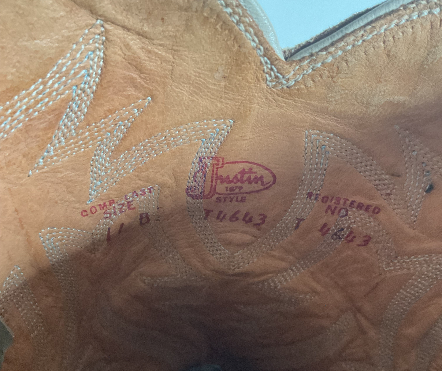 Vintage 1960s Justin Exotic Elephant Cowboy Boots 11 B Old White Label