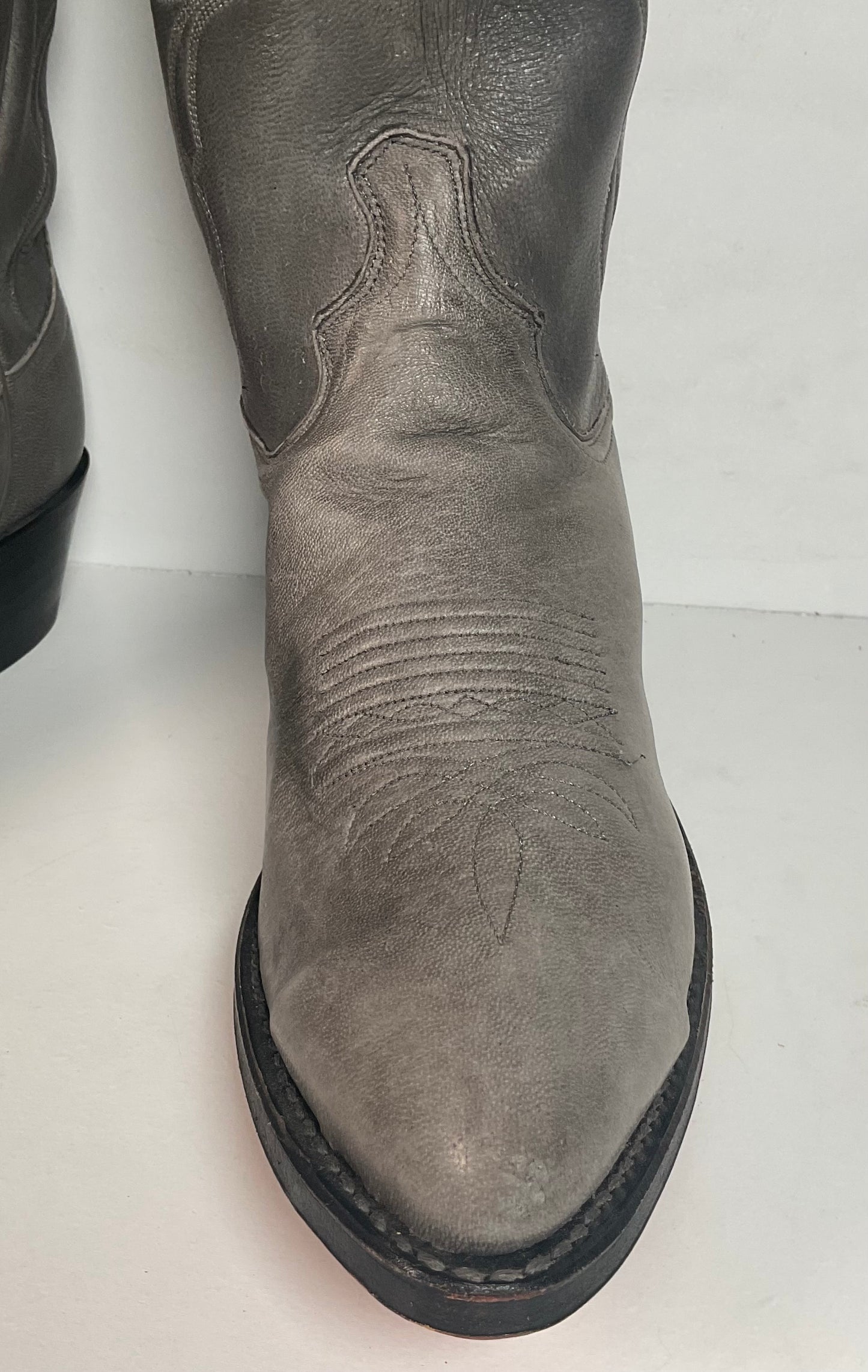 Vintage Dan Post Grey Elk Skin Cowboy Boots 10.5 D USA Made Old Label