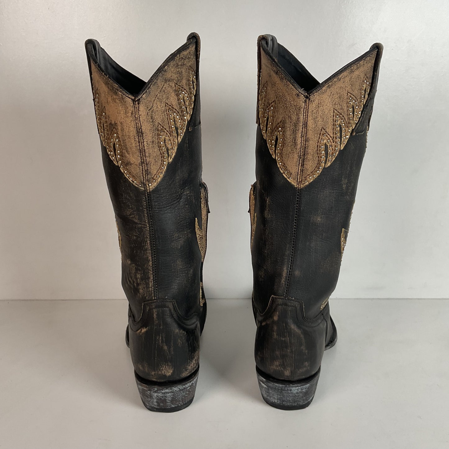Old Gringo Western Zipper Boots 8 B Cowgirl Tooled Overlay