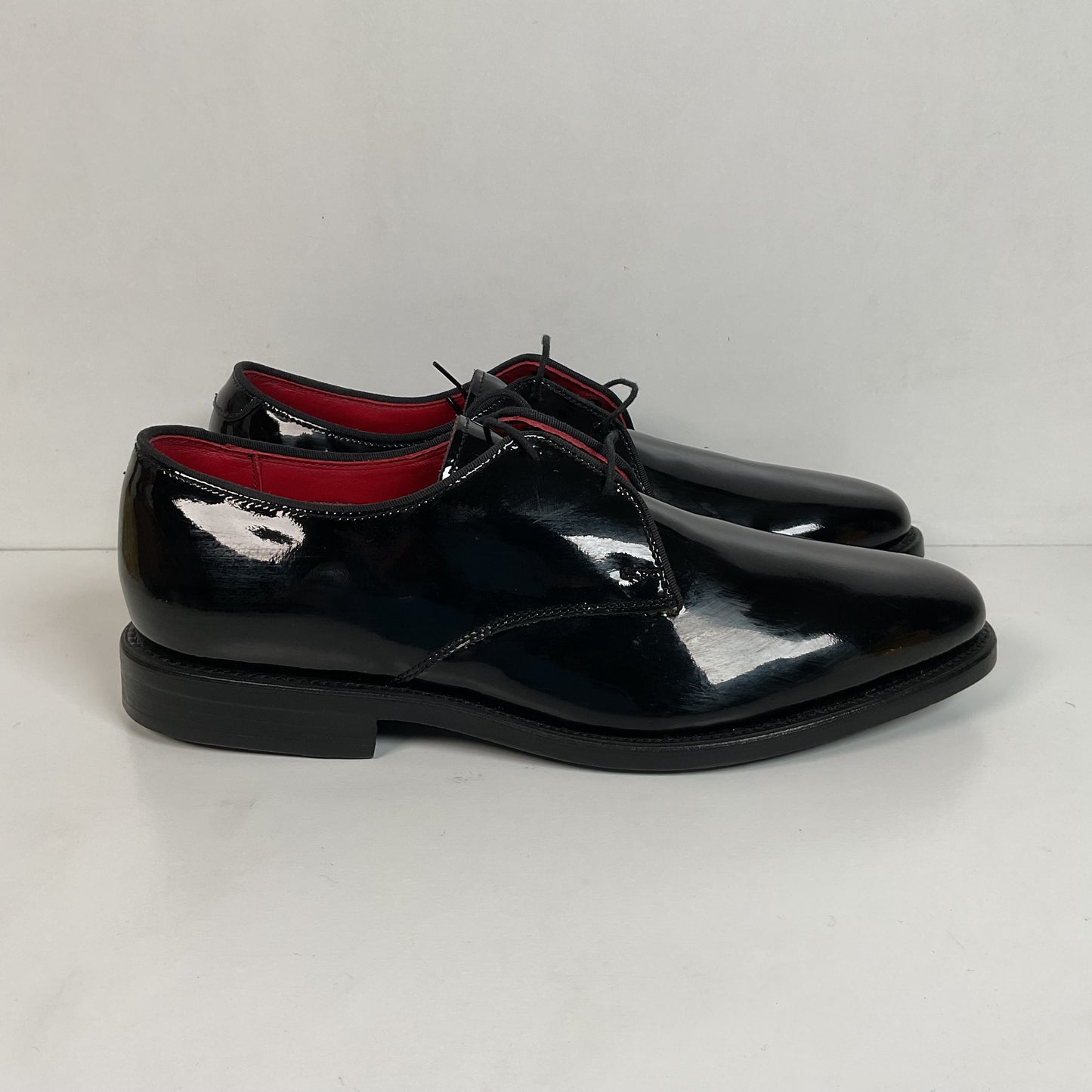 Allen Edmonds Kendall Plain Toe Derby Shoes 8 D Glossy Patent Leather