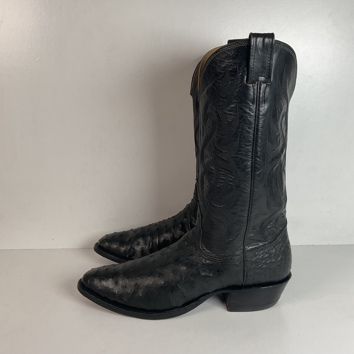 Vintage Nocona Black Ostrich Quill Cowboy Boots Men’s 11.5 B Exotic