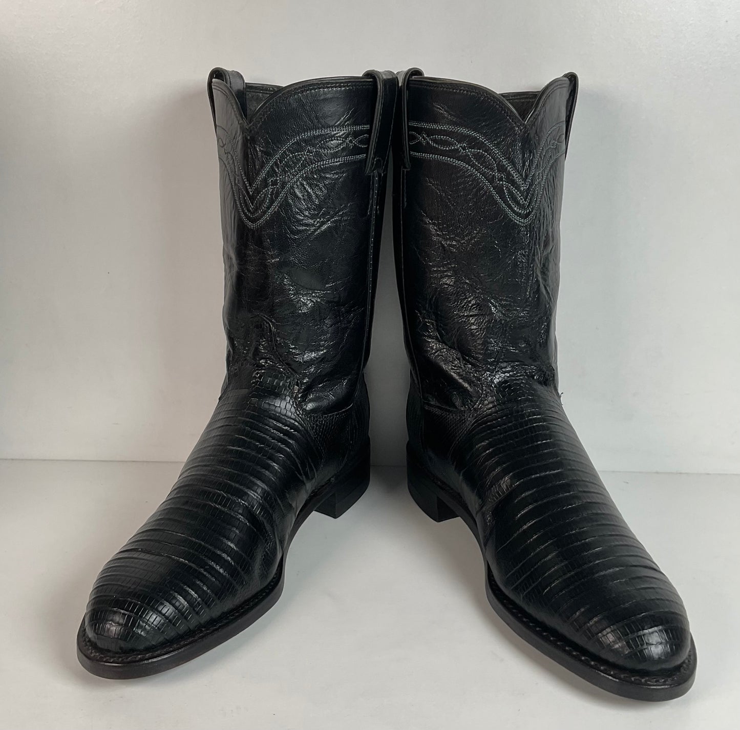 Justin Teju Lizard Cowboy Roper Boots 8 D USA Made