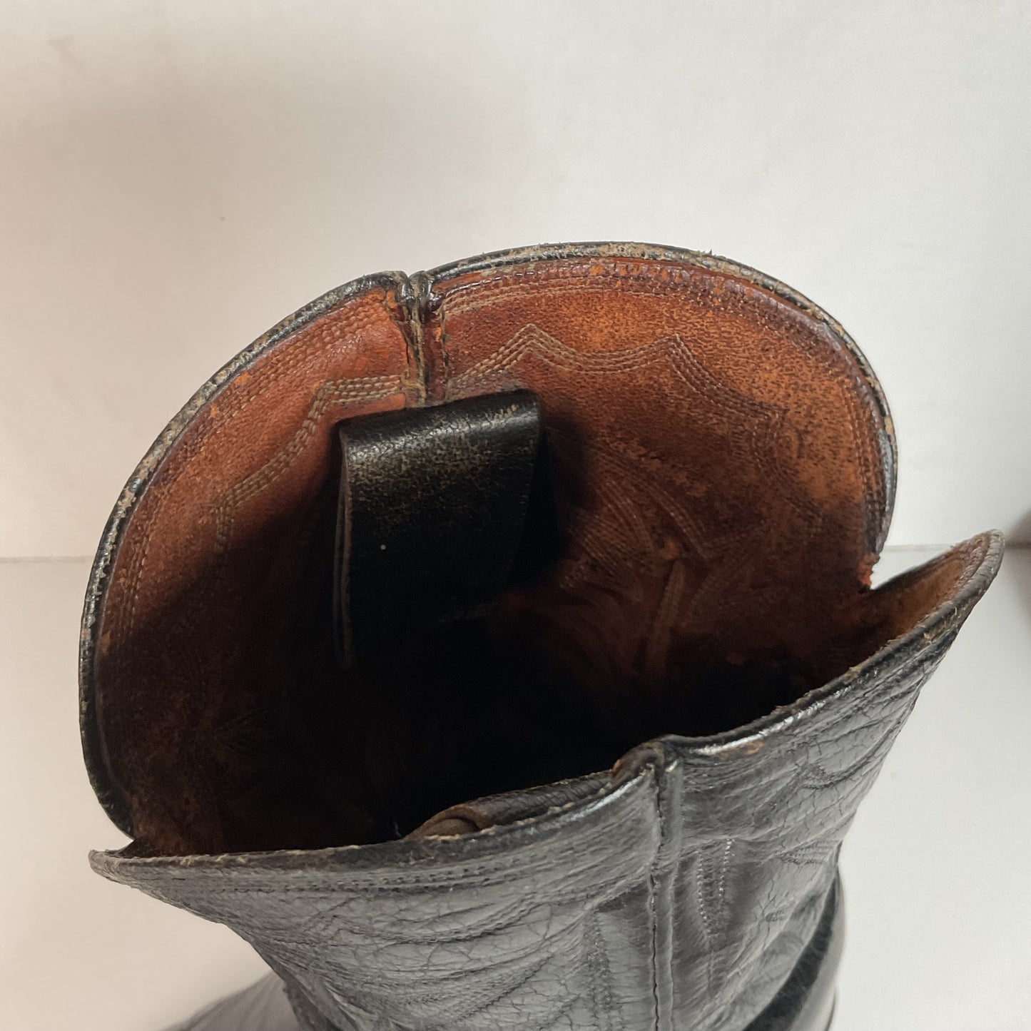 Vintage 1940s Brogue Wingtip Cowboy Boots 9.5-10 Leather Pull Tab Pee Wee