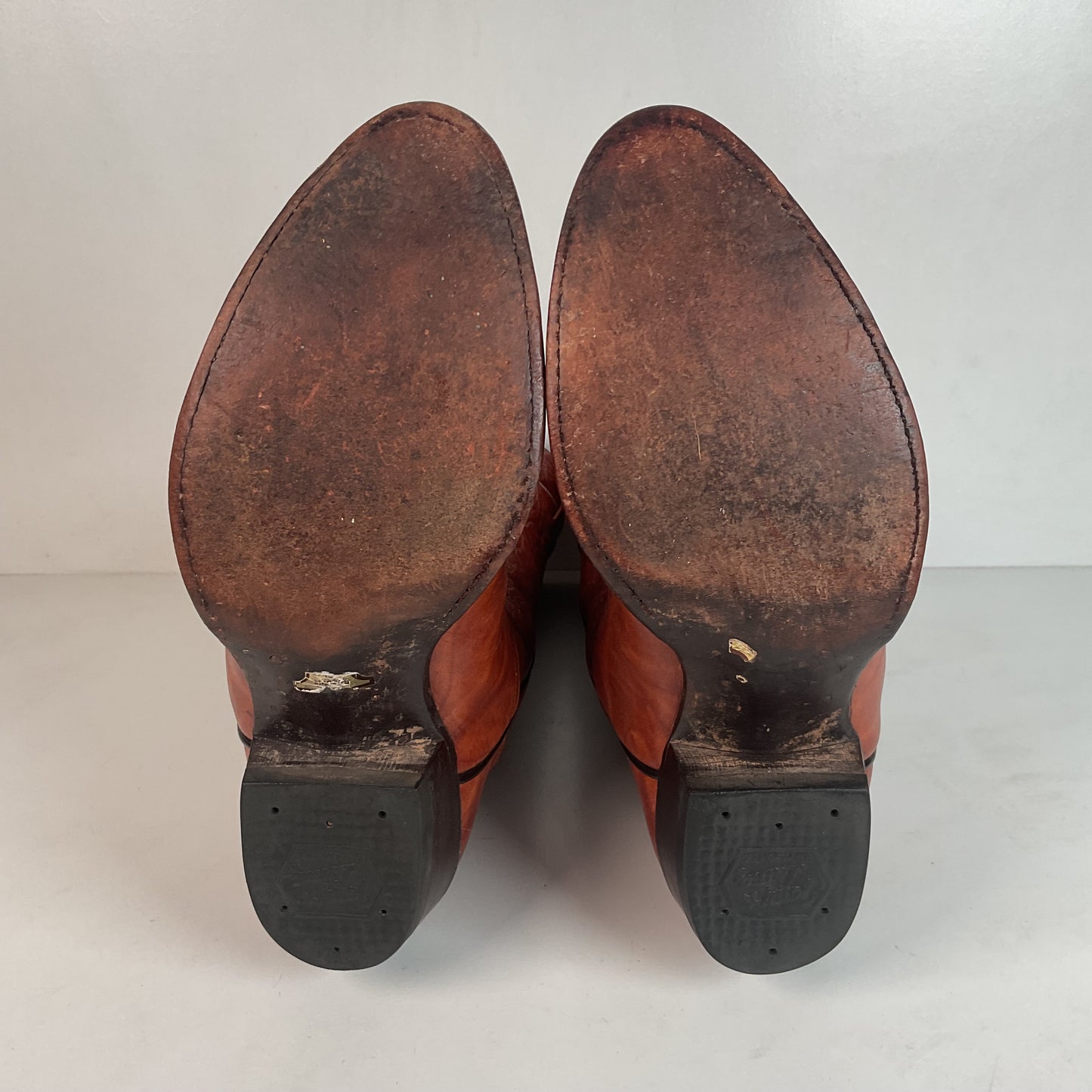 Vintage Tony Lama Chocolate Cow Cowboy Boots 8.5 EEEE Marbled Leather