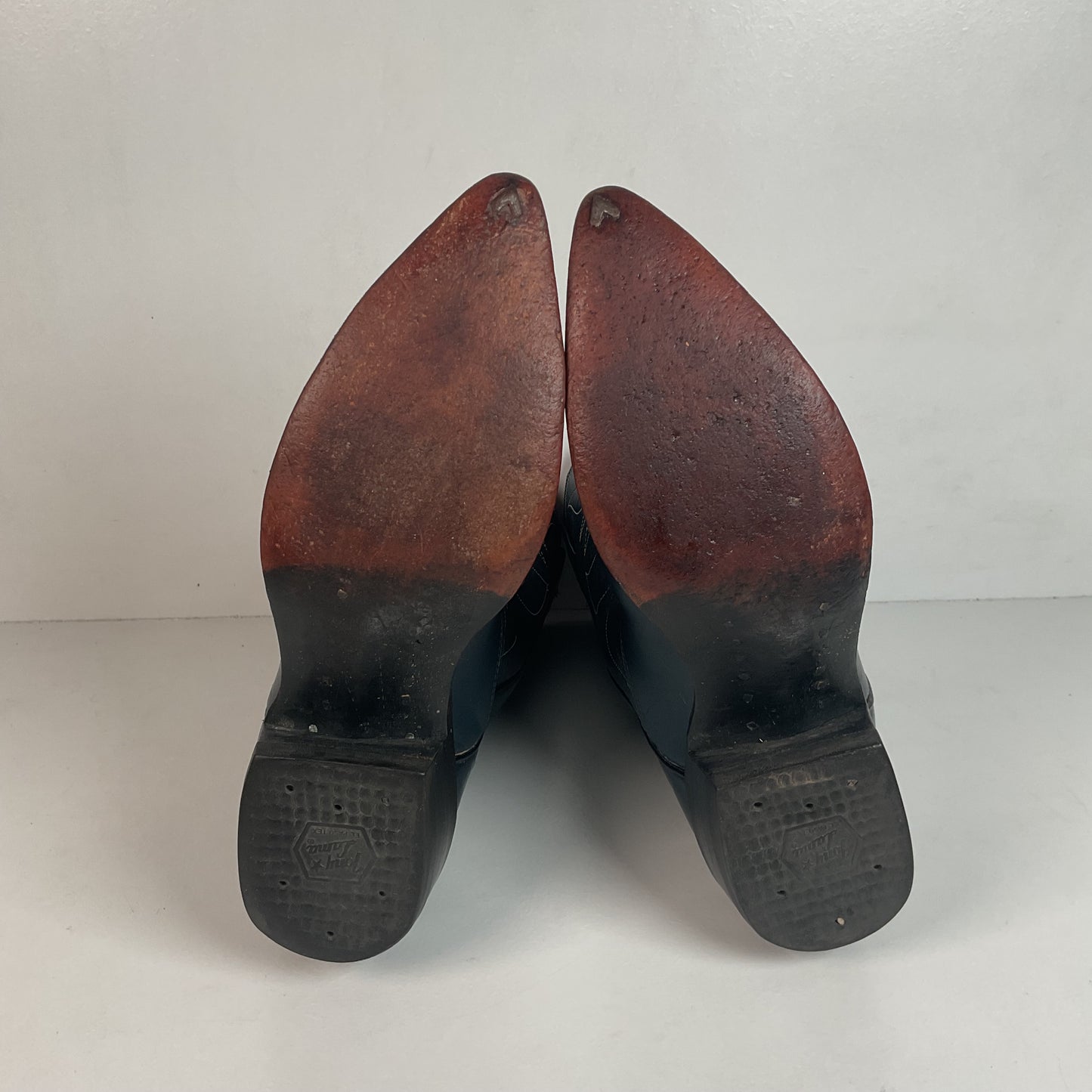 Vintage Tony Lama Navy Blue Cowgirl Boots 6 A Lizard Wingtip