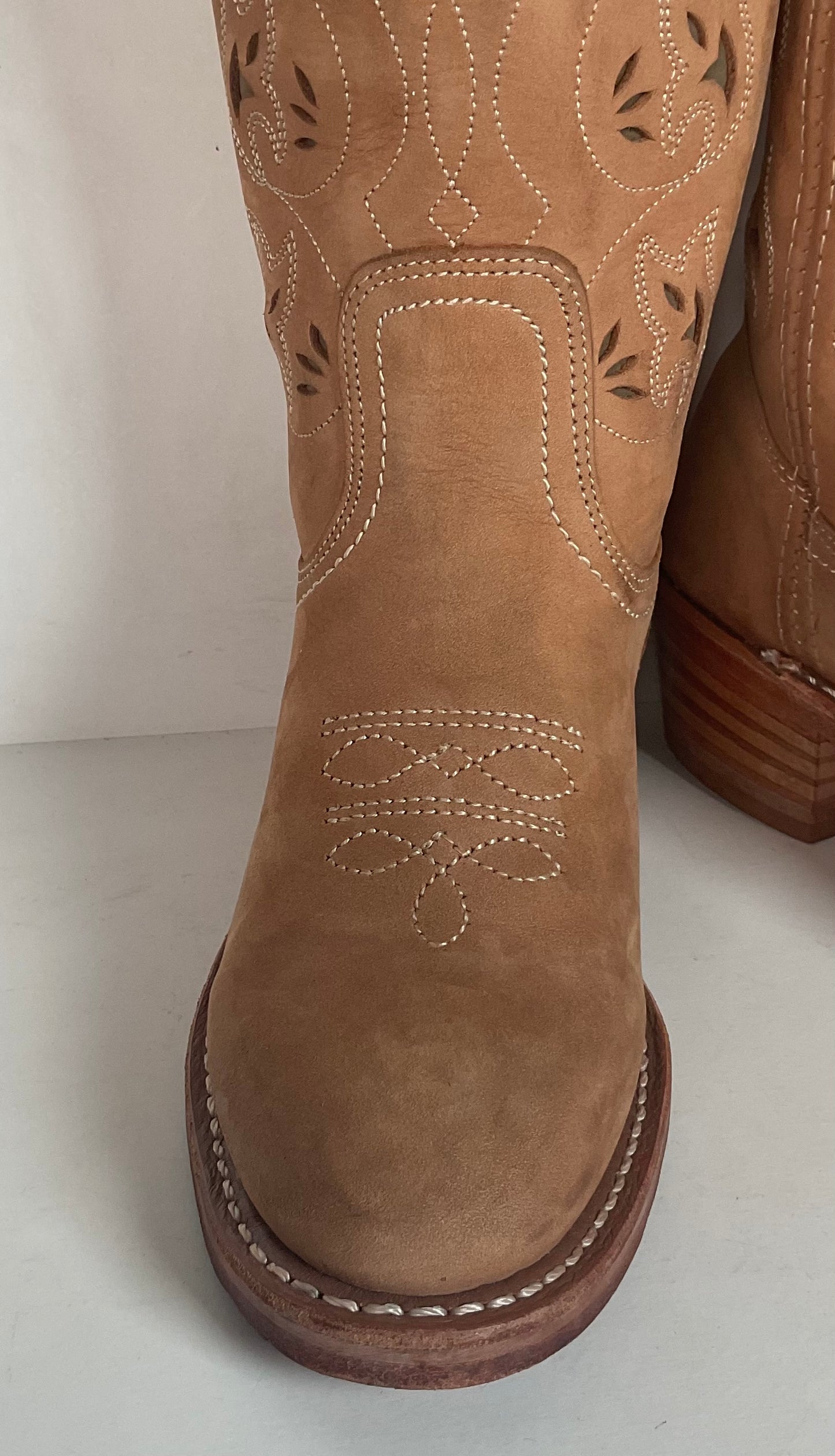 Frye Austin Cowgirl Boots 6 M Tooled Flower Inlay USA Made
