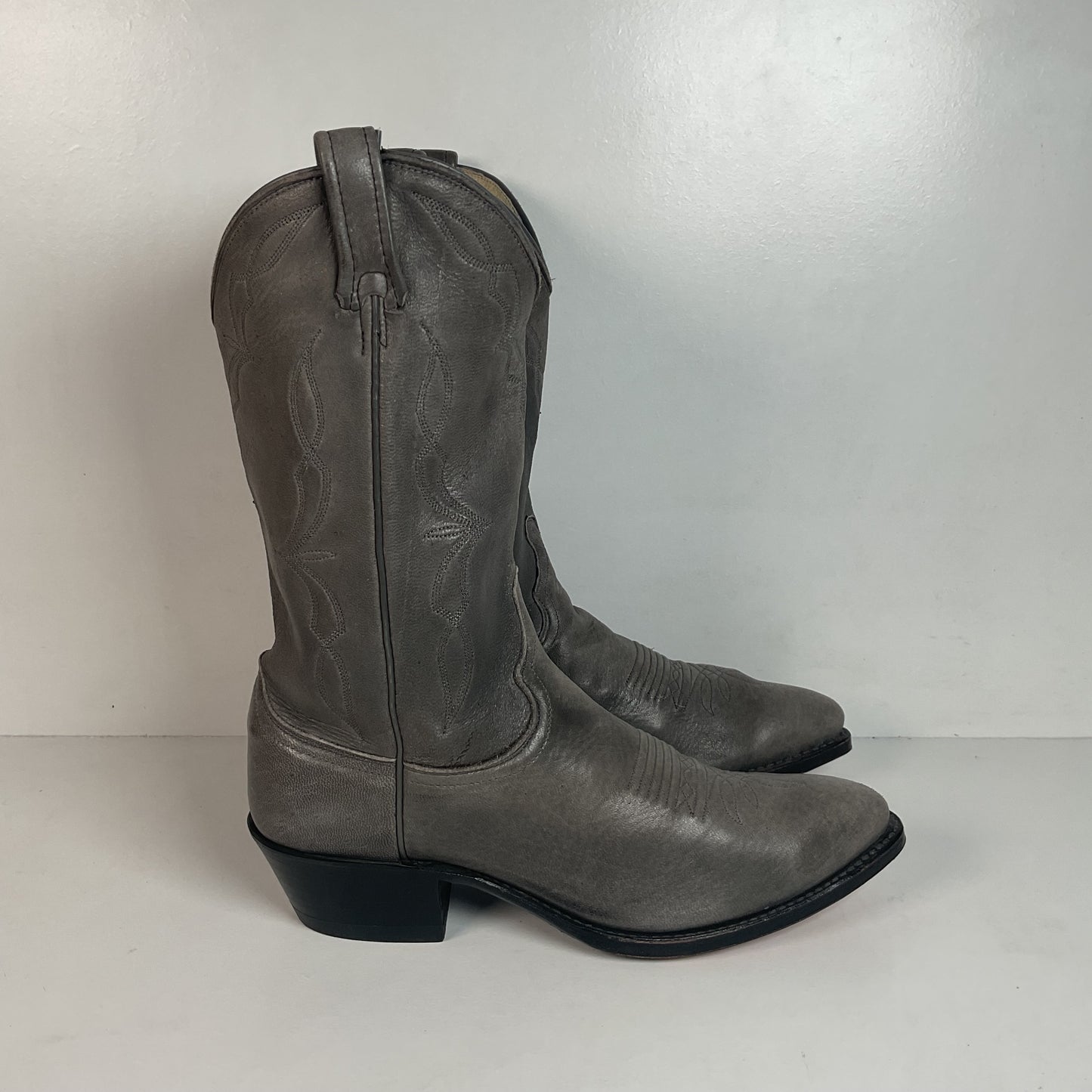 Vintage Dan Post Grey Elk Skin Cowboy Boots 10.5 D USA Made Old Label