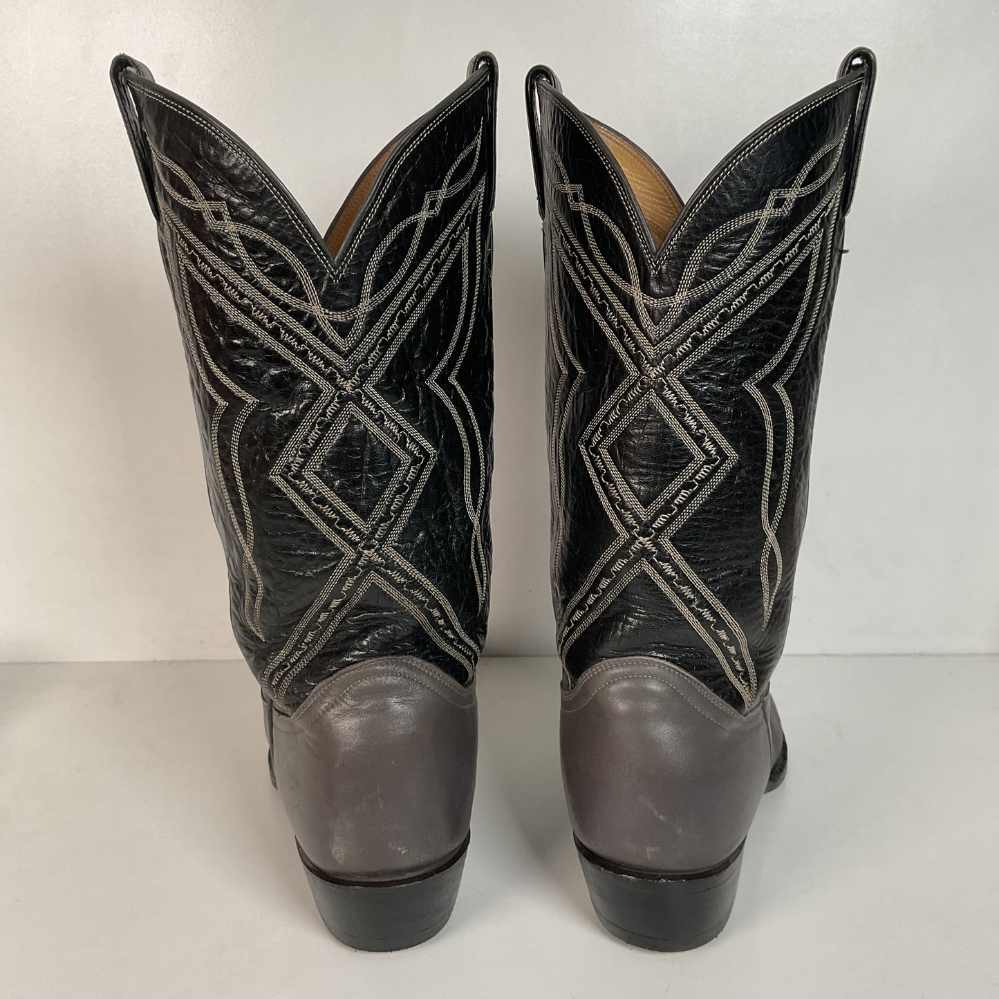 Vintage Tony Lama Grey Lizard Wingtip Cowboy Boots 10.5 D Gold Label Recraft