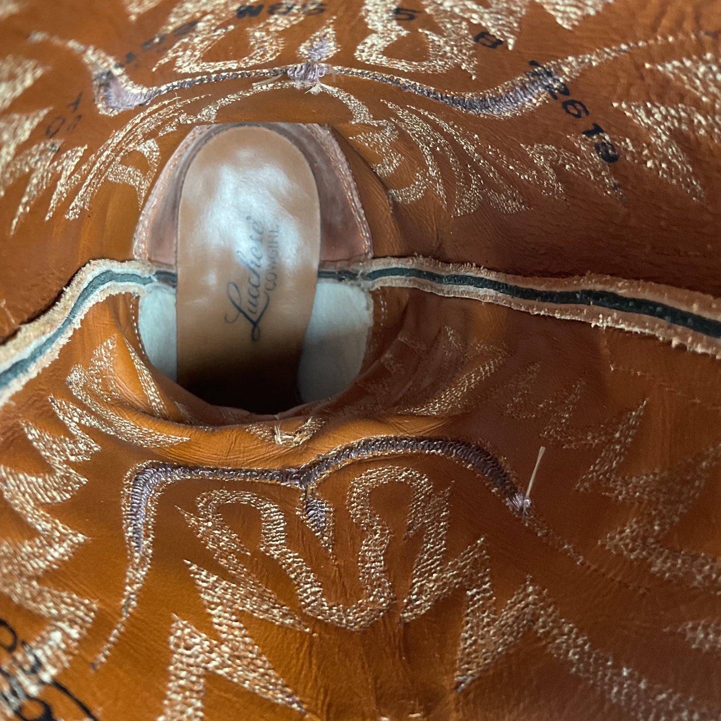 Lucchese Teju Lizard Cowgirl Boots 5 B Creme Stitched
