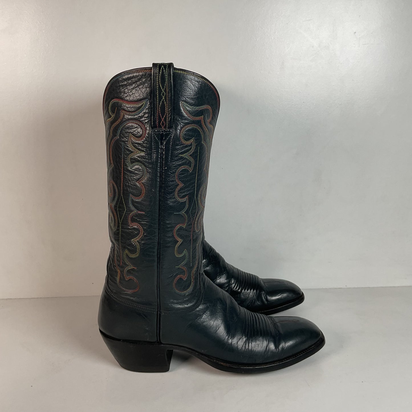 Vintage 1980s Lucchese San Antonio Navy Blue Cowboy Boots Men’s 9 B | Women’s 10