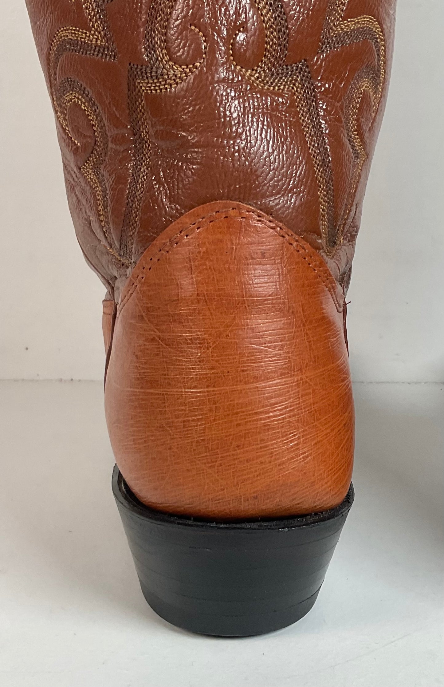 Vintage Nocona Exotic Smooth Ostrich Cowboy Boots Men’s 10.5 C Peanut Brittle