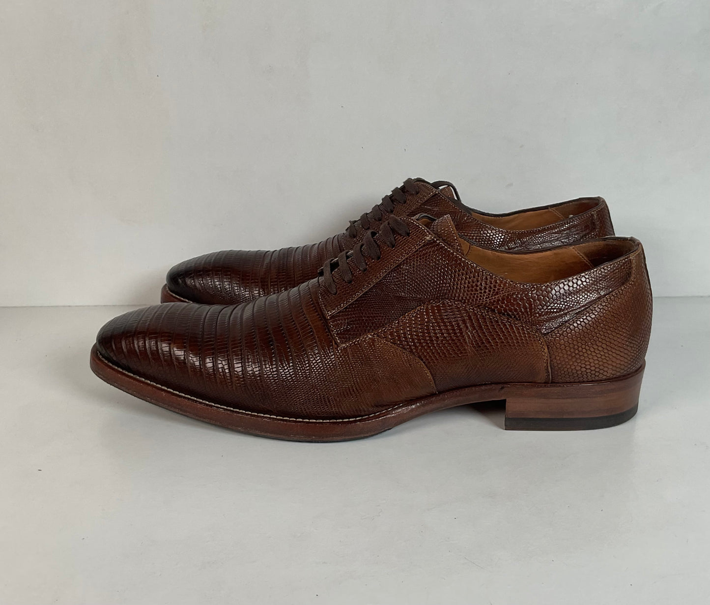 Mezlan Brown Teju Lizard Derby Shoes Brown 9 M Recrafted