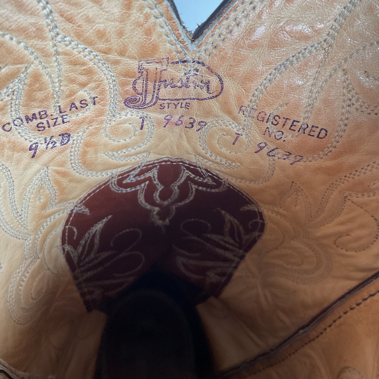 Vintage Justin Turkey Quill Cowboy Boots 9.5 D Gallapava