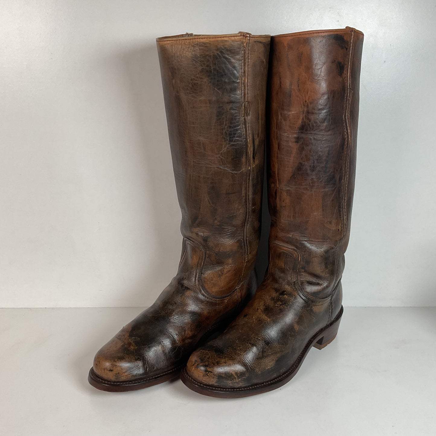 Vintage Frye Men’s 17” Campus Boots 9.5 EE Black Label Distressed Recrafted