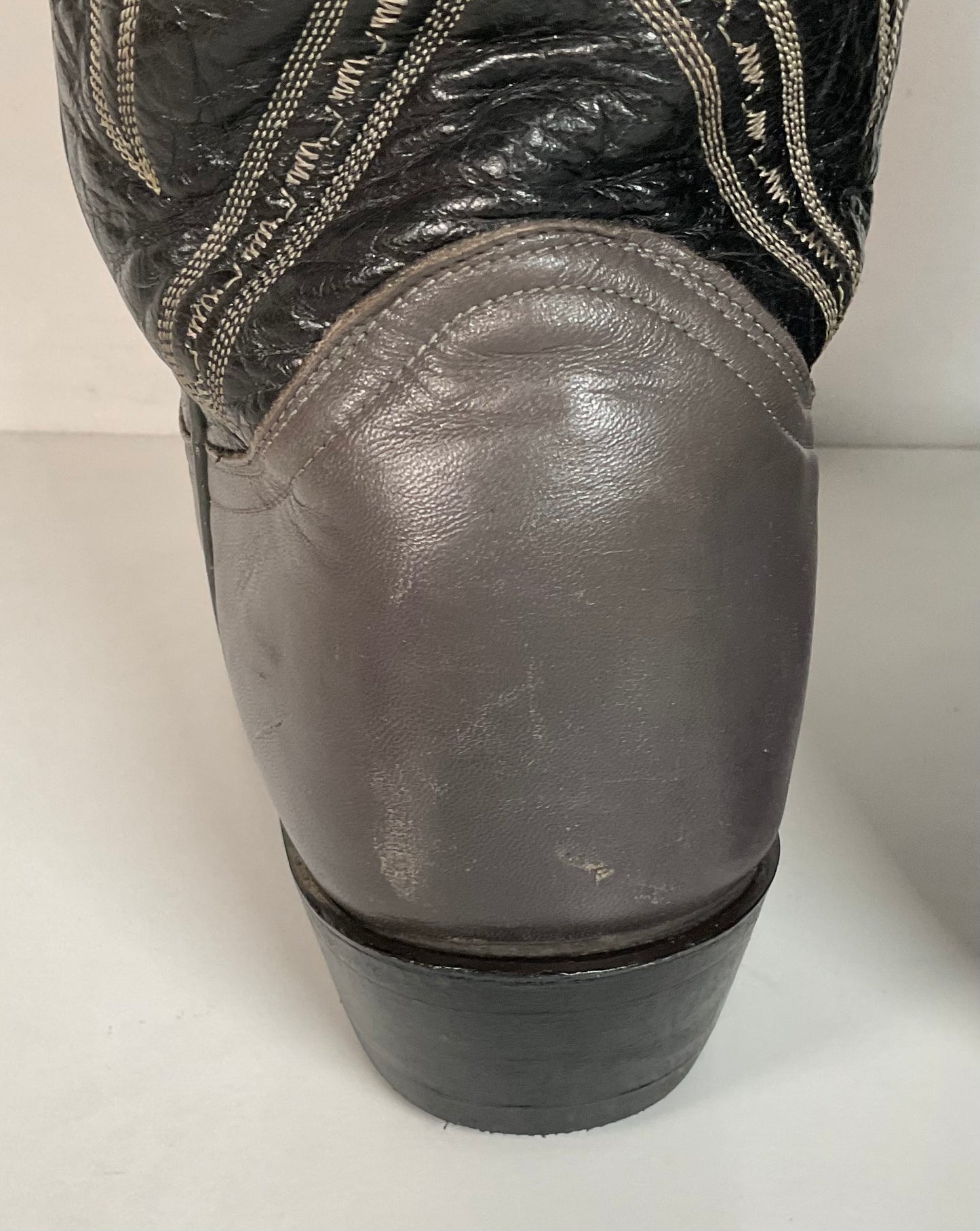 Vintage Tony Lama Grey Lizard Wingtip Cowboy Boots 10.5 D Gold Label Recraft