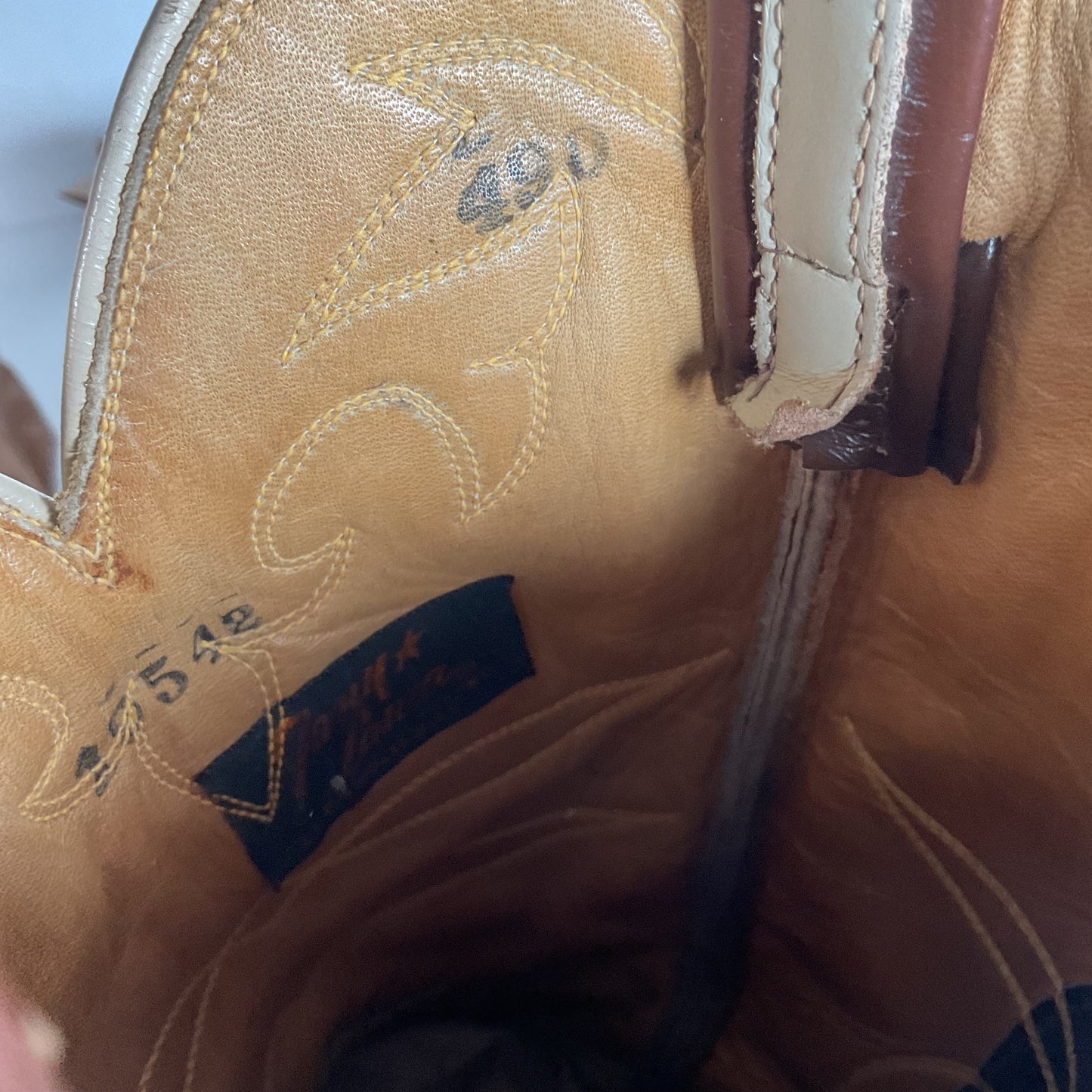 Vintage 1960s Tony Lama Wingtip Cowboy Boots 9 D Gold Label Recraft