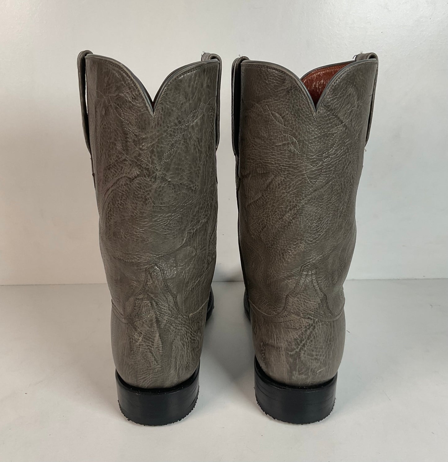 Customized Lucchese Leadville Grey Anthracite Roper Boots 8.5 D USA Mad Dog Goat