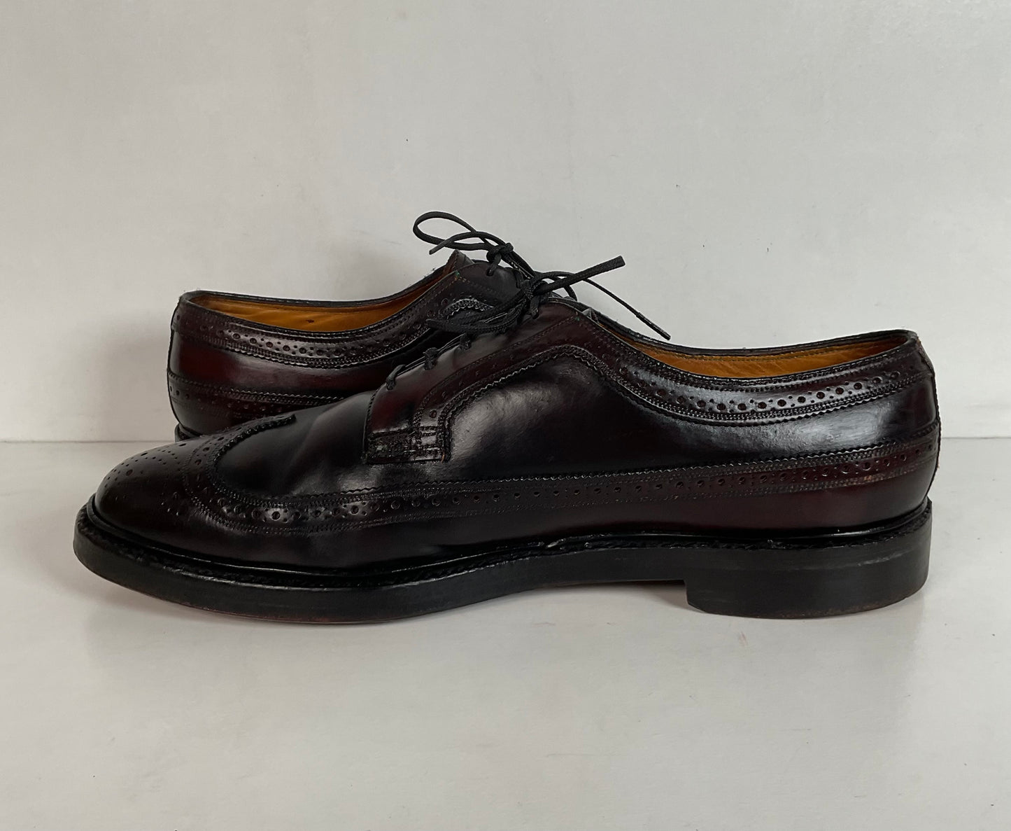 Early Florsheim Imperial Kenmoor Derby Shoes 10 C Shell Cordovan
