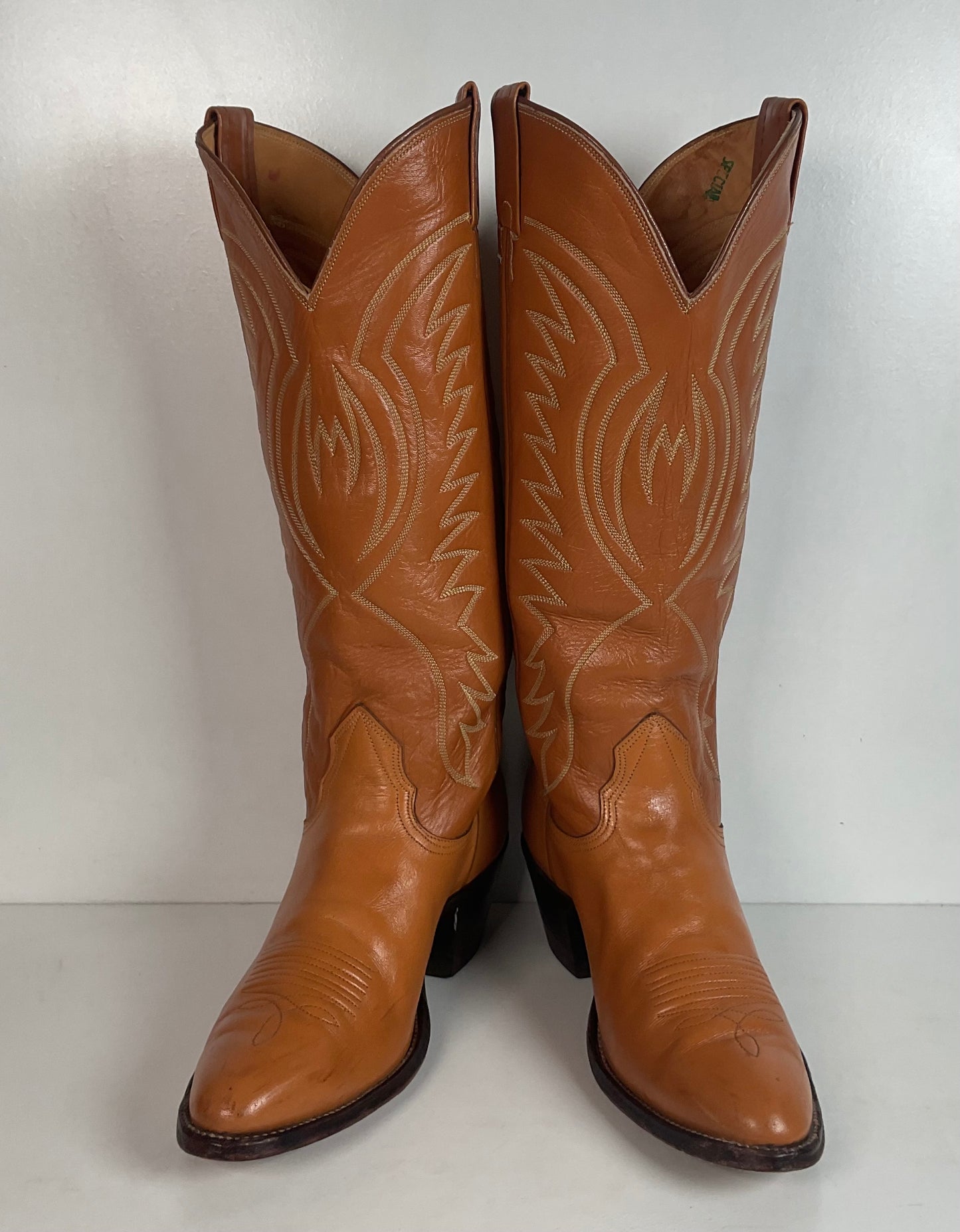 Vintage Nocona 17” Cowgirl Boots 7.5 C USA Made Old White Label