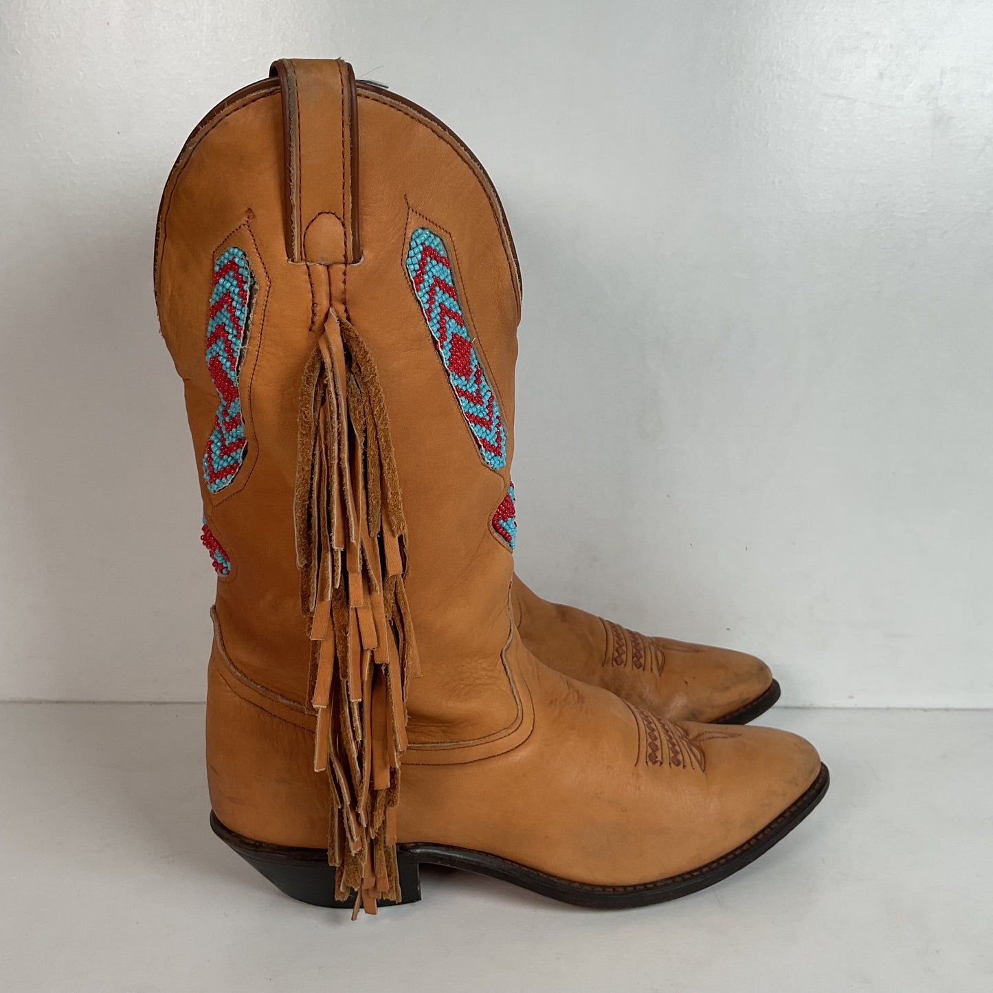 Vintage Code West Navajo Fringe Cowgirl Boots 8.5 M USA Made