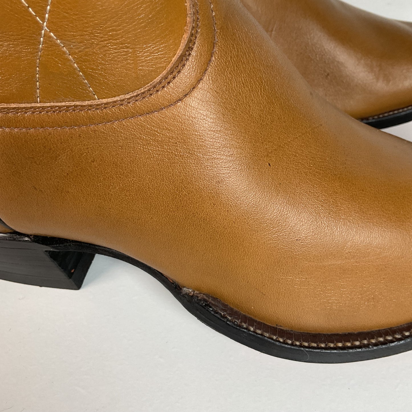 Vintage 1960s Tony Lama Gold Label Cowboy Boots 12 E Carmel Brown