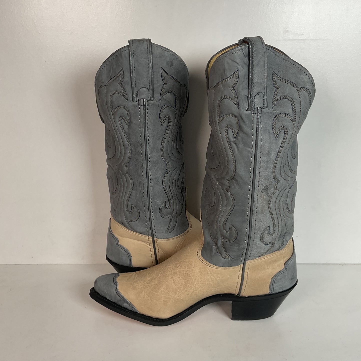 Vintage Wrangler Wingtip Cowgirl Boots 7.5 M Nubuck Suede
