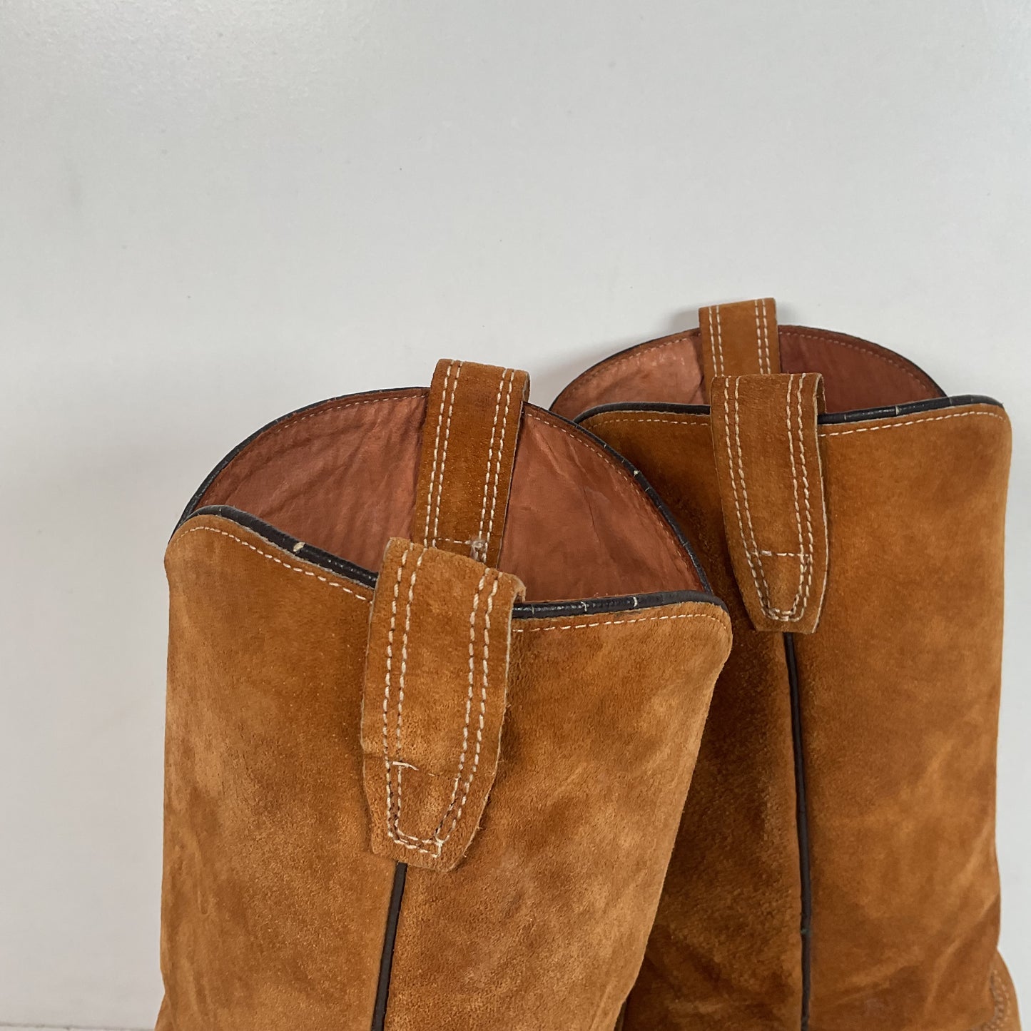 Vintage Wolverine Full Suede Cowgirl Boots 8 M Harvest Wheat Vibram