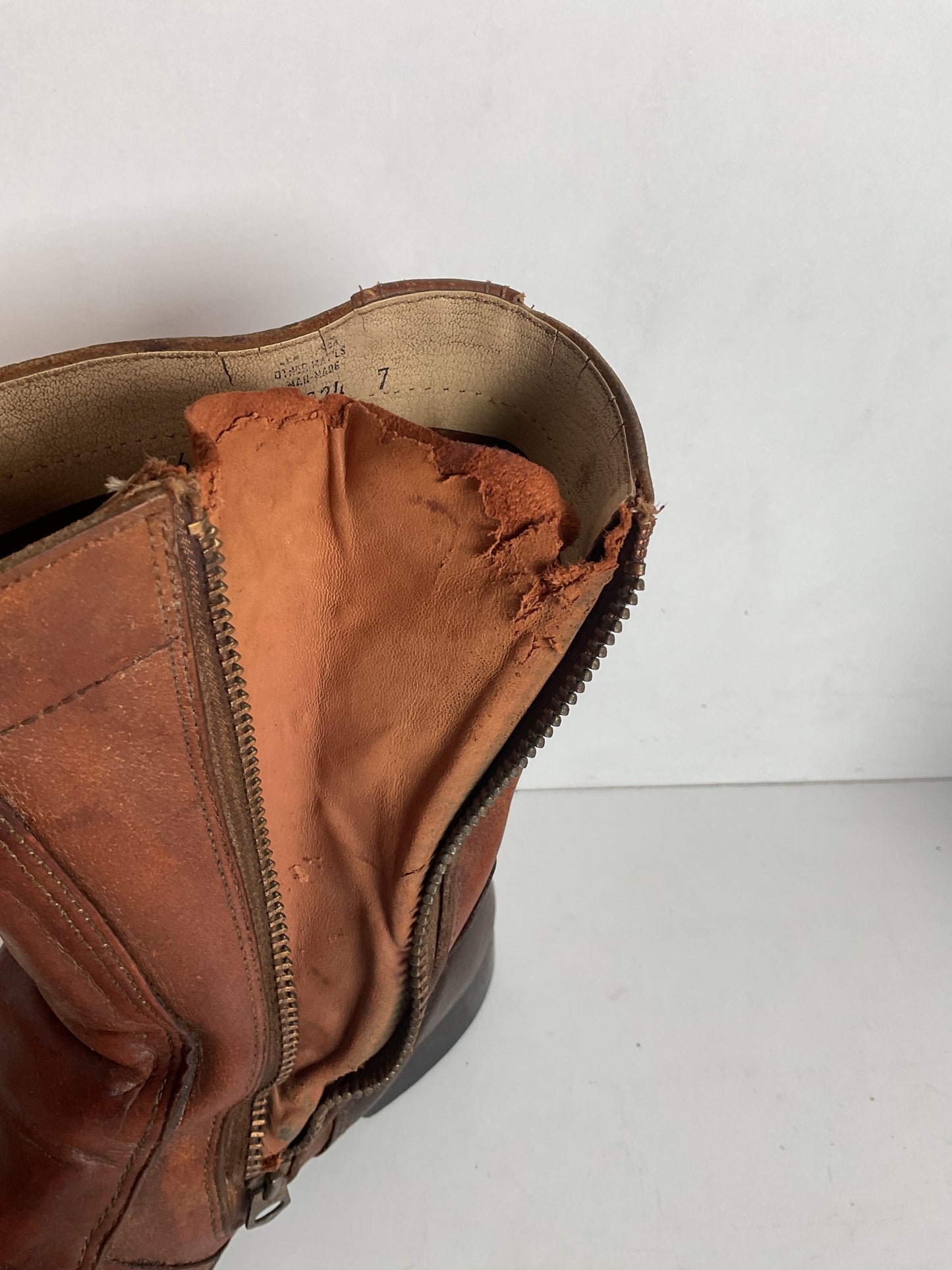 Vintage 1970s Hondaline Boots 9.5 Thrashed Moto Zip