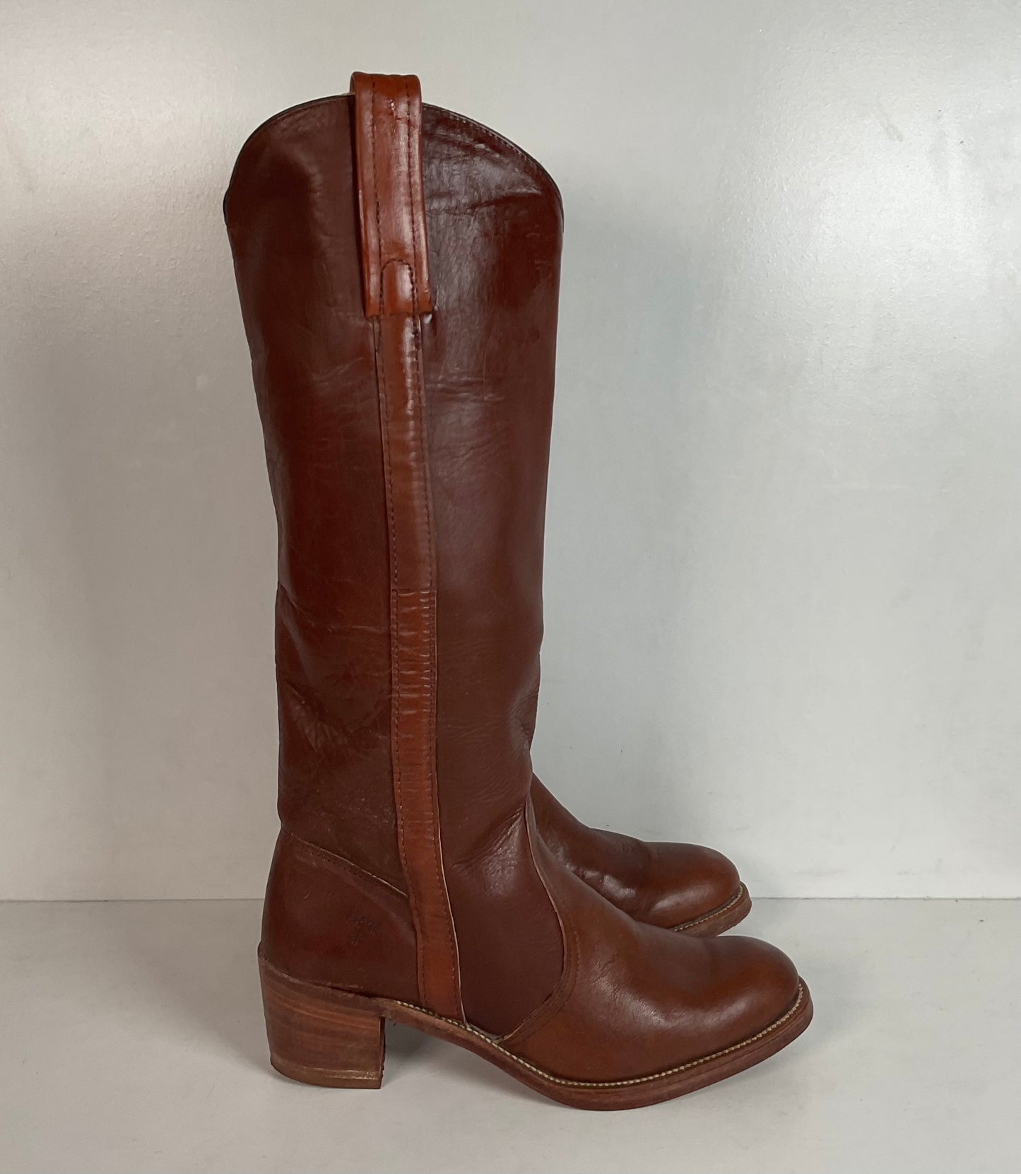 Vintage Frye Sabrina Tall Campus Riding Boots 9 B USA Made Chunky