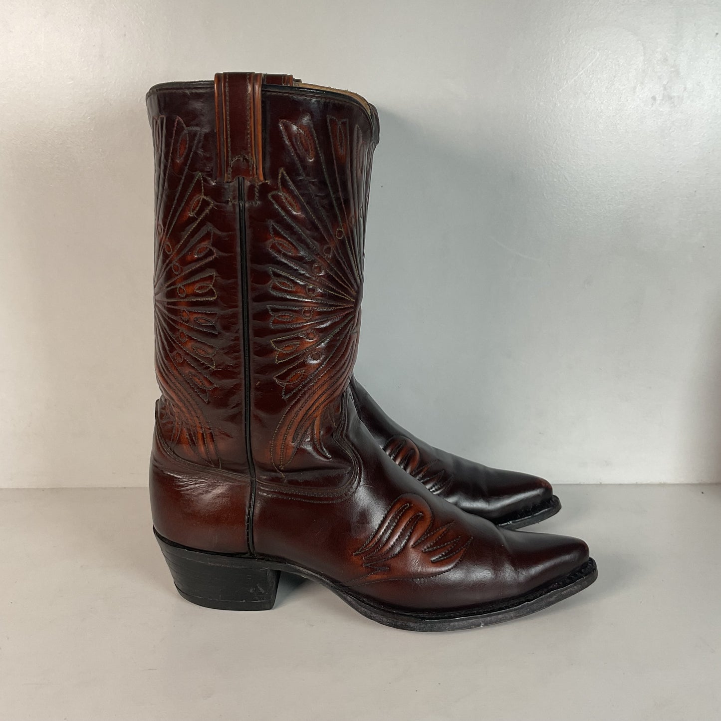 Vintage Texas Brand Patent Thunderbird Cowboy Boots 10.5 EE Rainbow Peacock