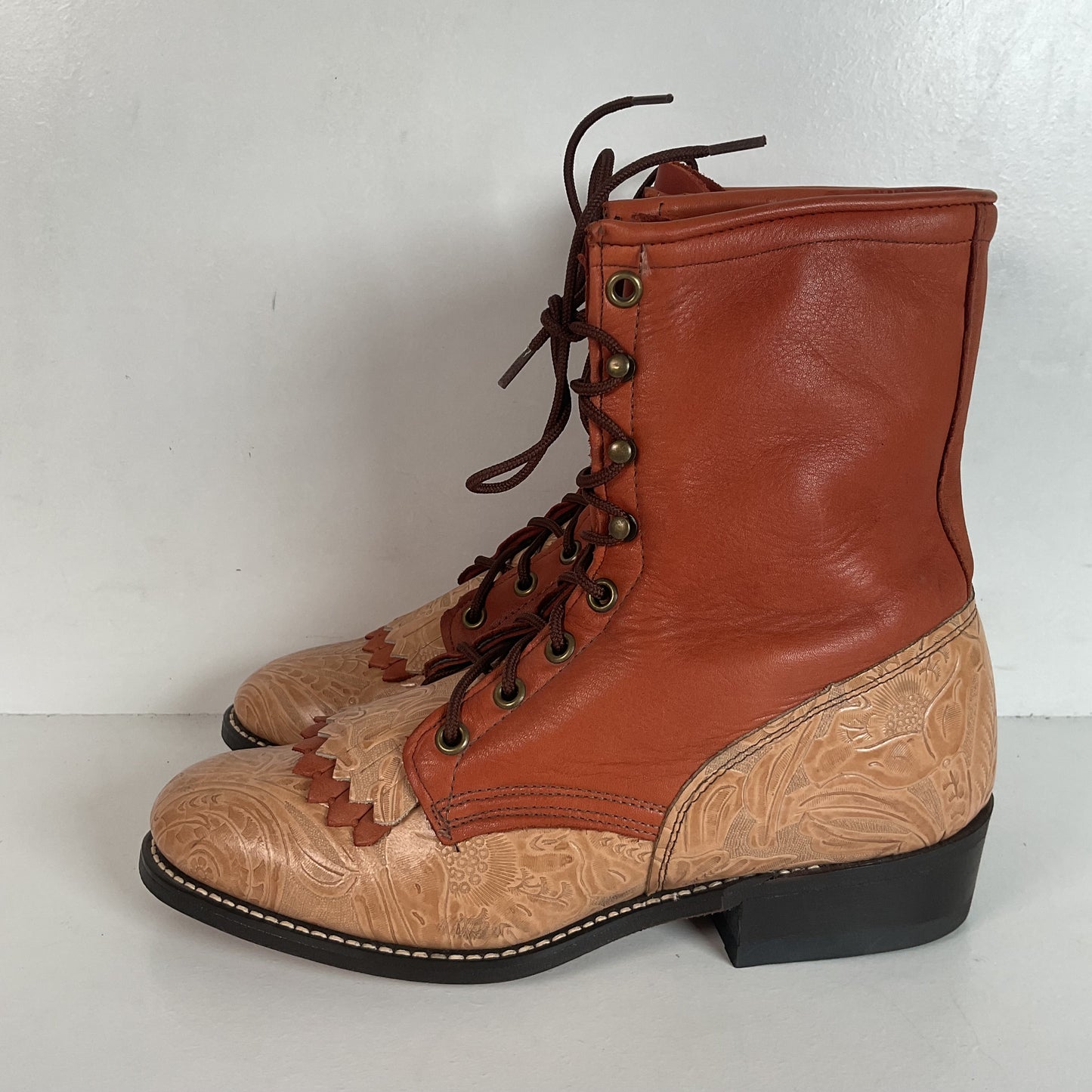 Vintage Laredo Women’s Kiltie Packer Boots 8 M Granny Tooled