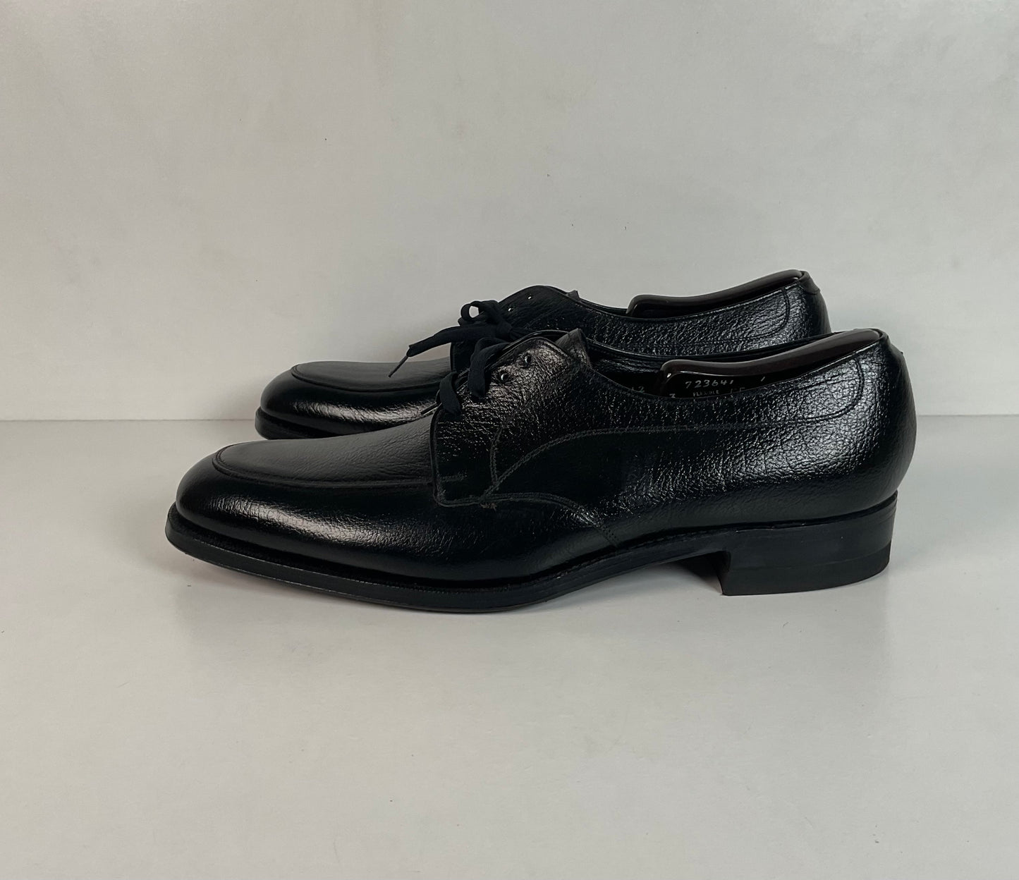 Vintage Florsheim Black Derby Loafers 12 B Apron Toe Blucher