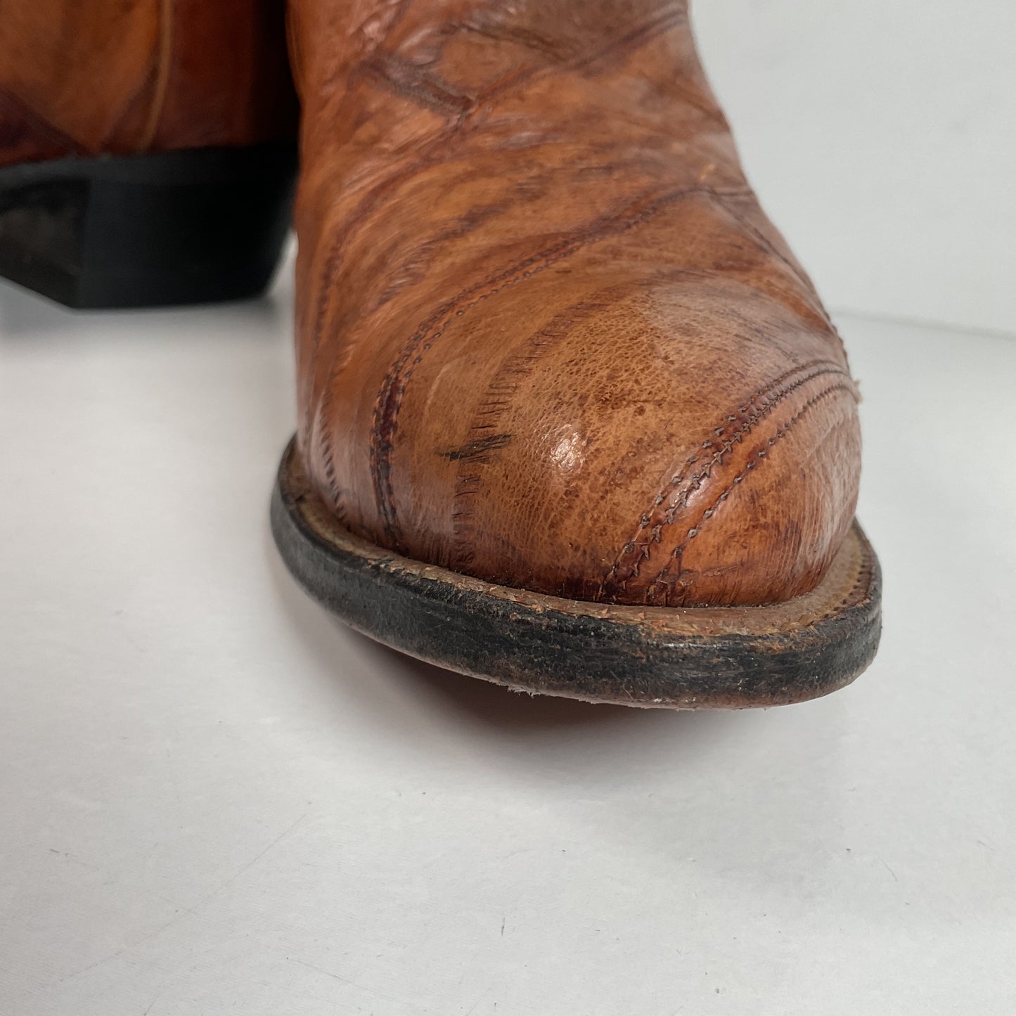 Vintage Tony Lama Eel Skin Cowboy Boots 8.5 D Gold Label Exotic