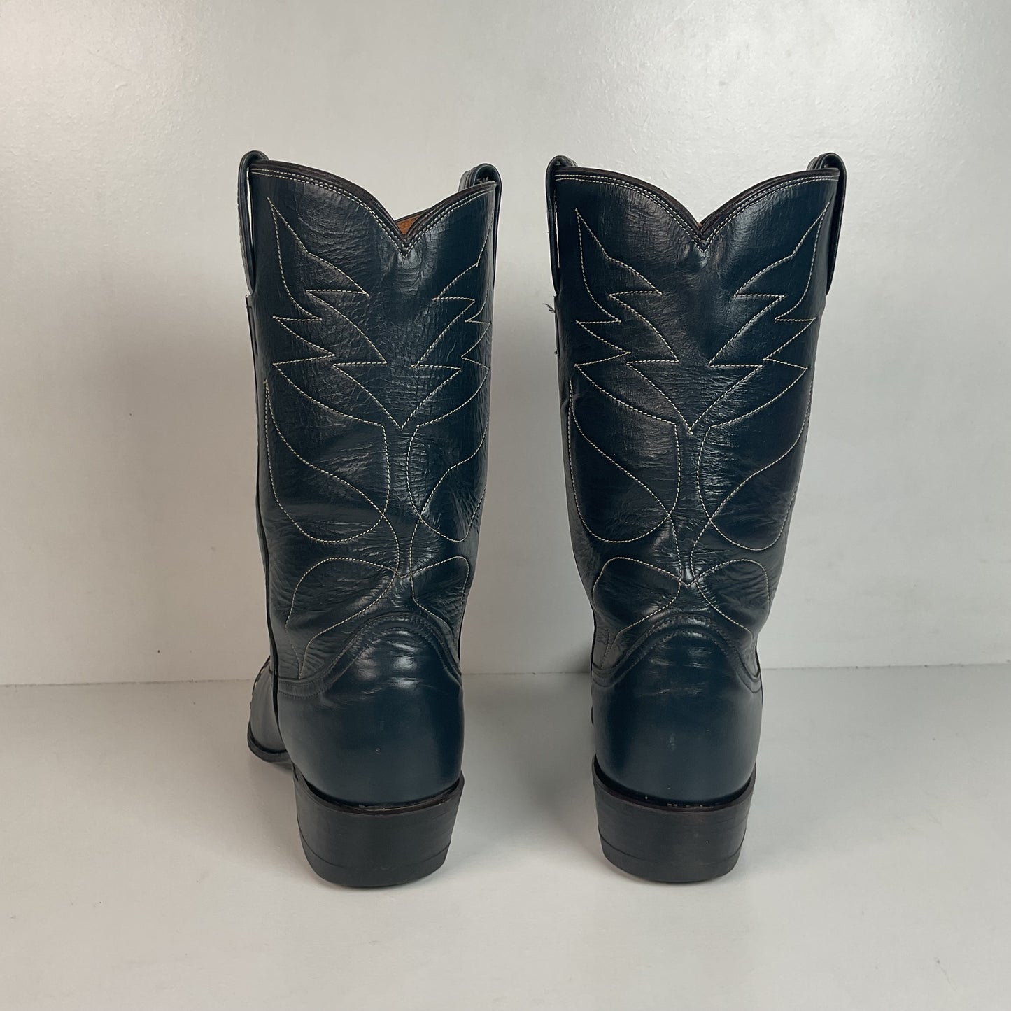 Vintage Tony Lama Navy Blue Cowgirl Boots 6 A Lizard Wingtip