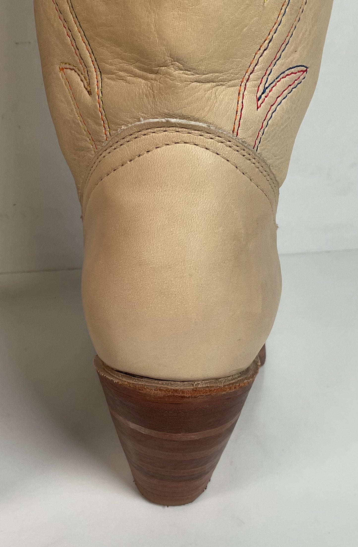 Vintage Miss Capezio Tulip Cowgirl Boots 7.5 M USA Made Rainbow Stitched