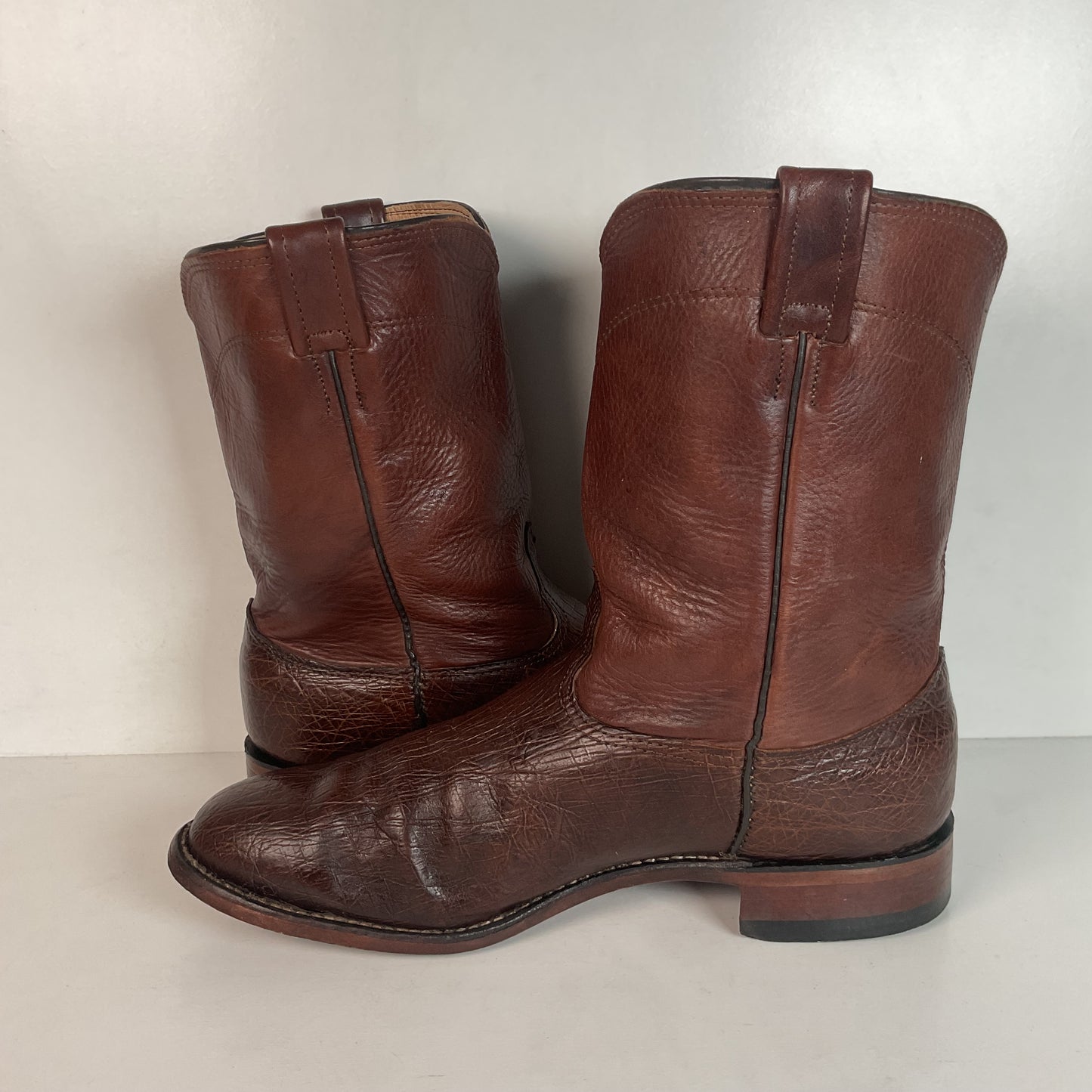 Vintage Larry Mahan Smooth Ostrich Roper Boots 12 D Exotic