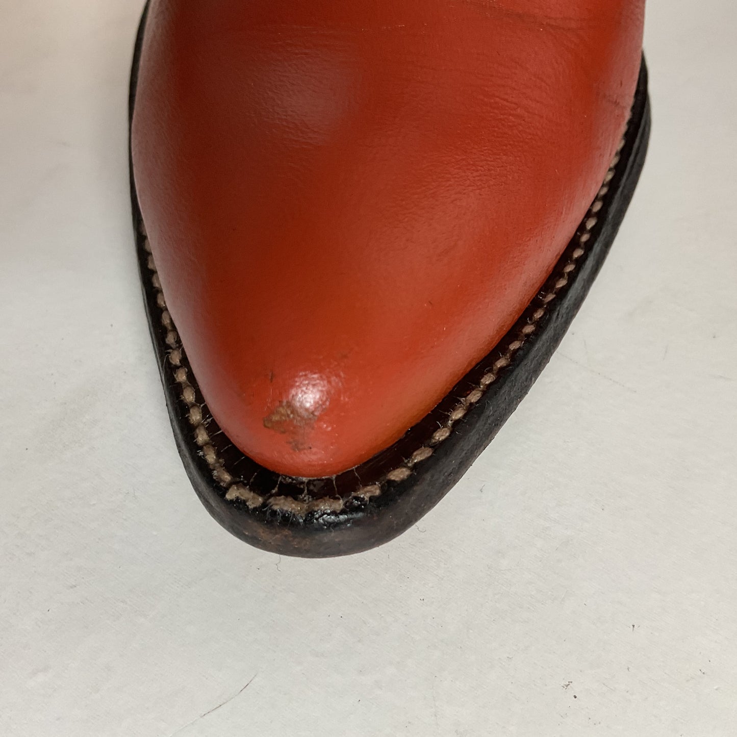 Vintage Tony Lama Burnt Orange Cowgirl Boots 6.5 C Tooled Inlay