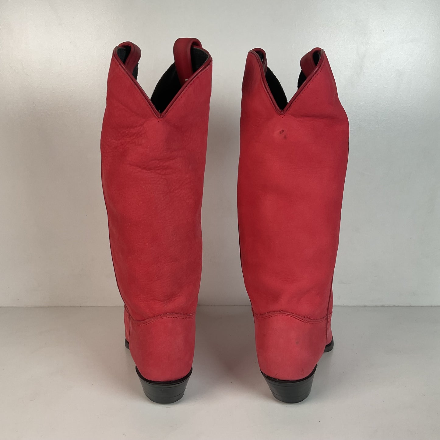 Vintage Wrangler Dusty Rose Cowgirl Boots 8.5 M USA Made Nubuck Suede